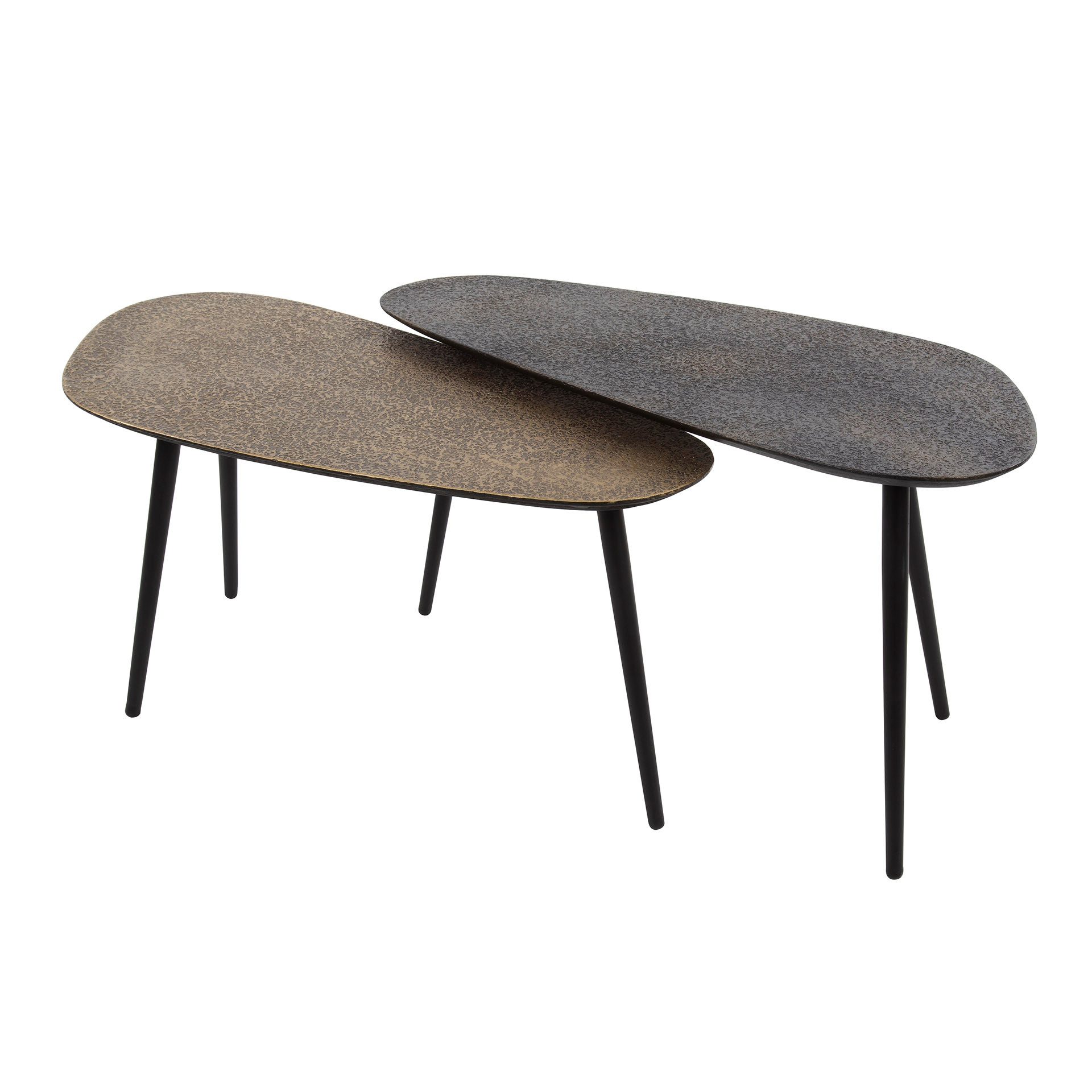 Couchtisch Couchtisch Beistelltisch Nierentisch 2er Set Metallic