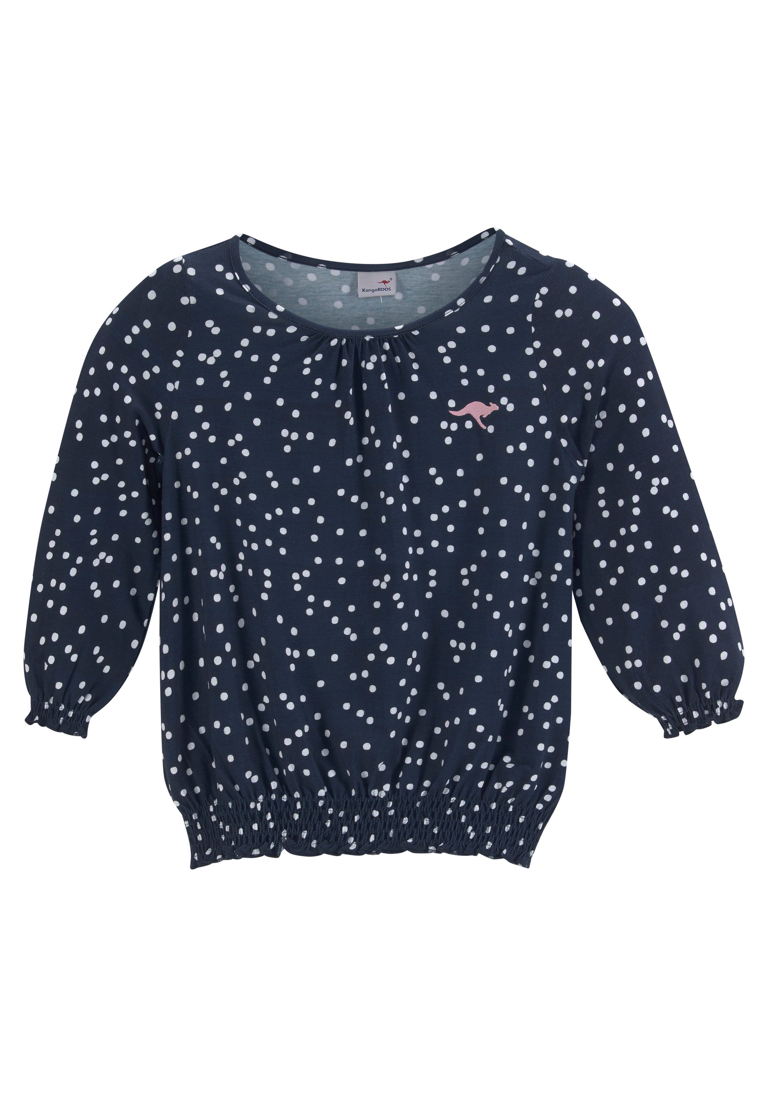 KangaROOS Langarmshirt, Viskoseshirt mit 3/4 Arm weite Passform, gepunktetes Design, Rundhalsausschnitt. Reduzierter Preis € 21,99. Unverbindliche Preisempfehlung € 26,99