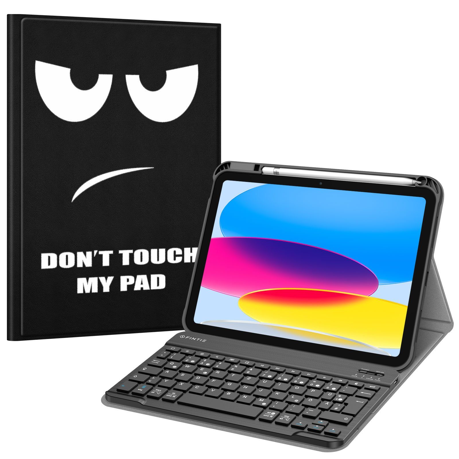 Fintie für iPad 11. Generation 11" 2025(A16), iPad 10. Generation 2022 10.9" Apple-Tastatur (Case mit Pencil Halter, magnetisch Abnehmbarer Tastatur(QWERTZ Layout)