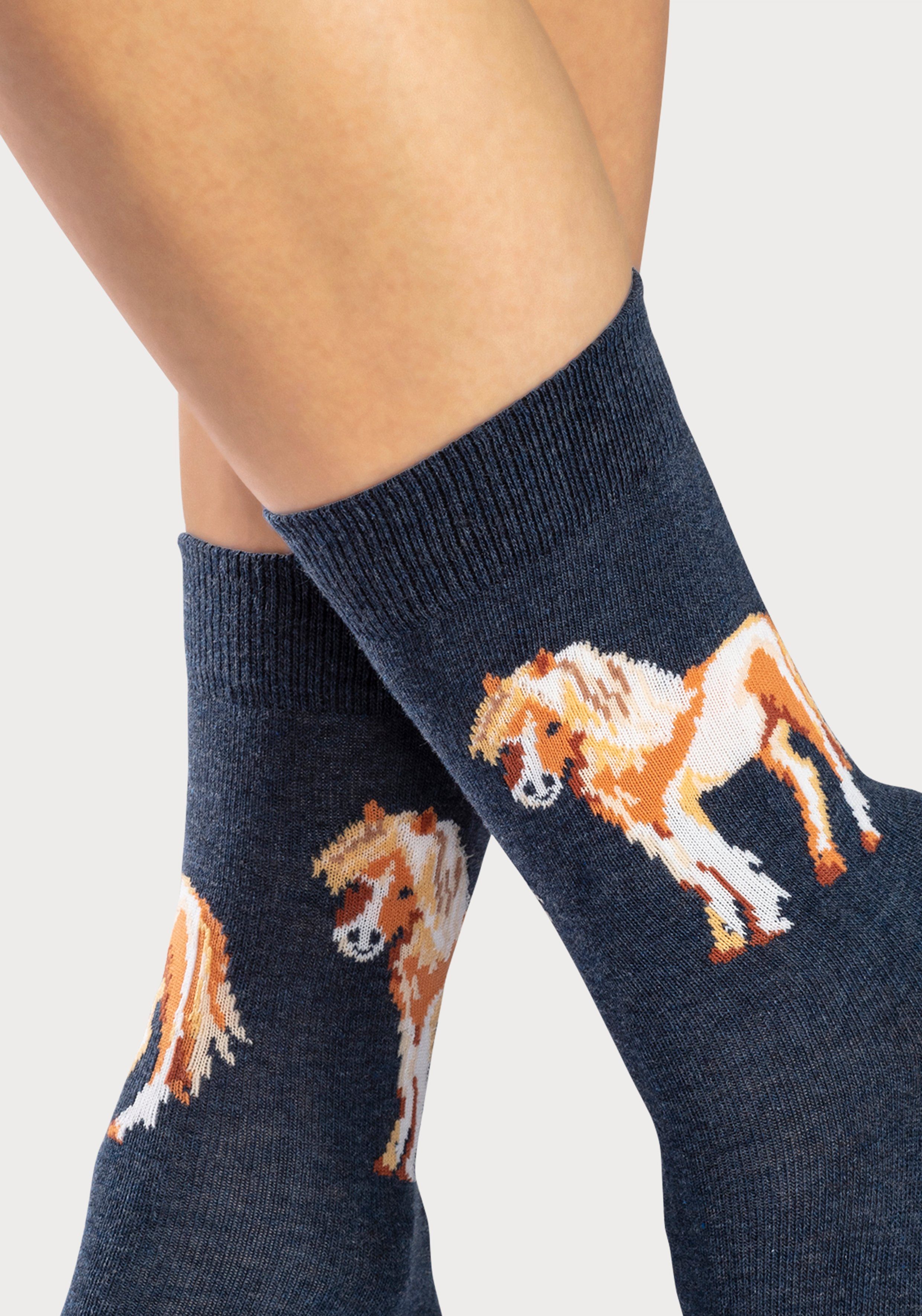Wrangler Damen-Socken Mit Pferdemotiv – 3 Paar, Halb Gepolstert, Feuchtigkeit Ableitend