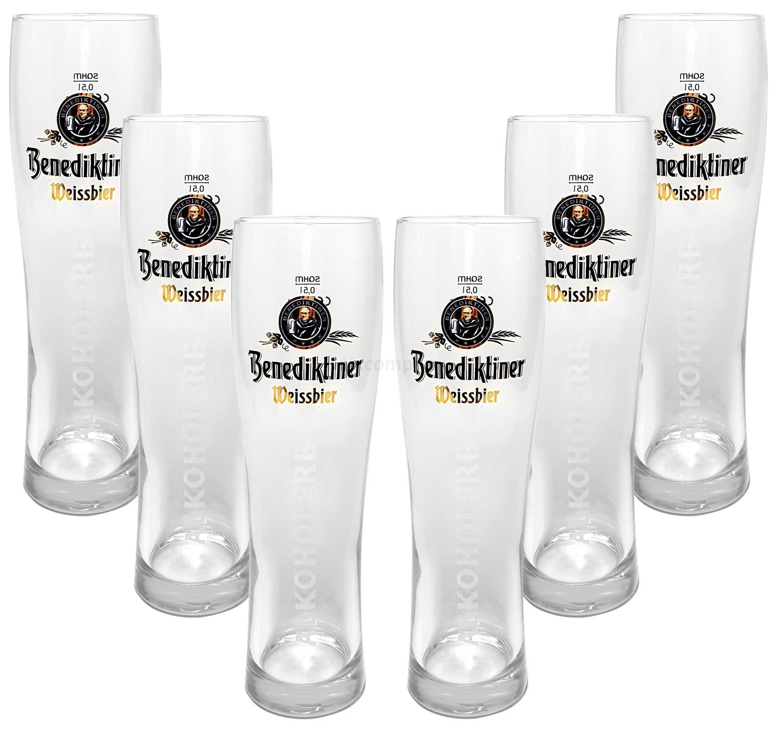 Gläser-Set Benediktiner Weissbier Alkoholfrei Bierglas Glas Gläser-Set - 6x Bie