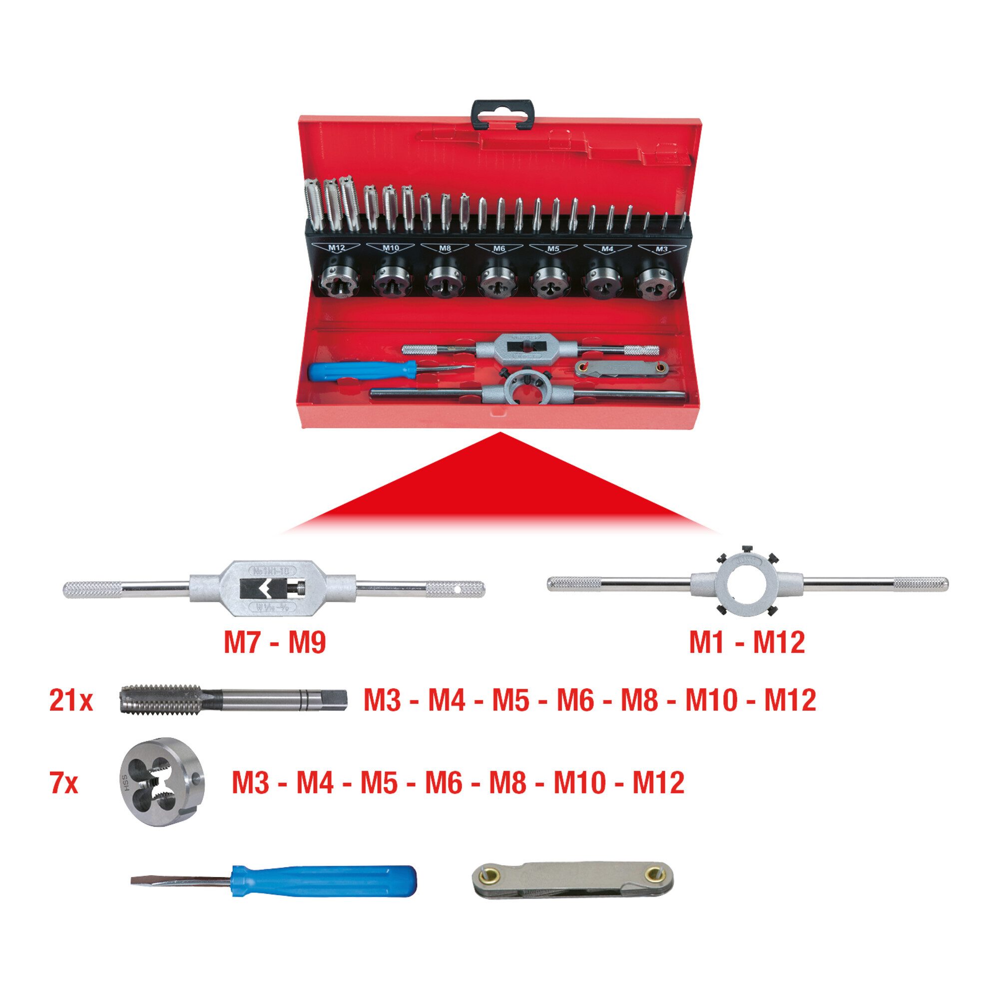 KS Tools Gewindeschneider KS Tools HSS Gewindeschneidwerkzeug-Satz, 32-teilig