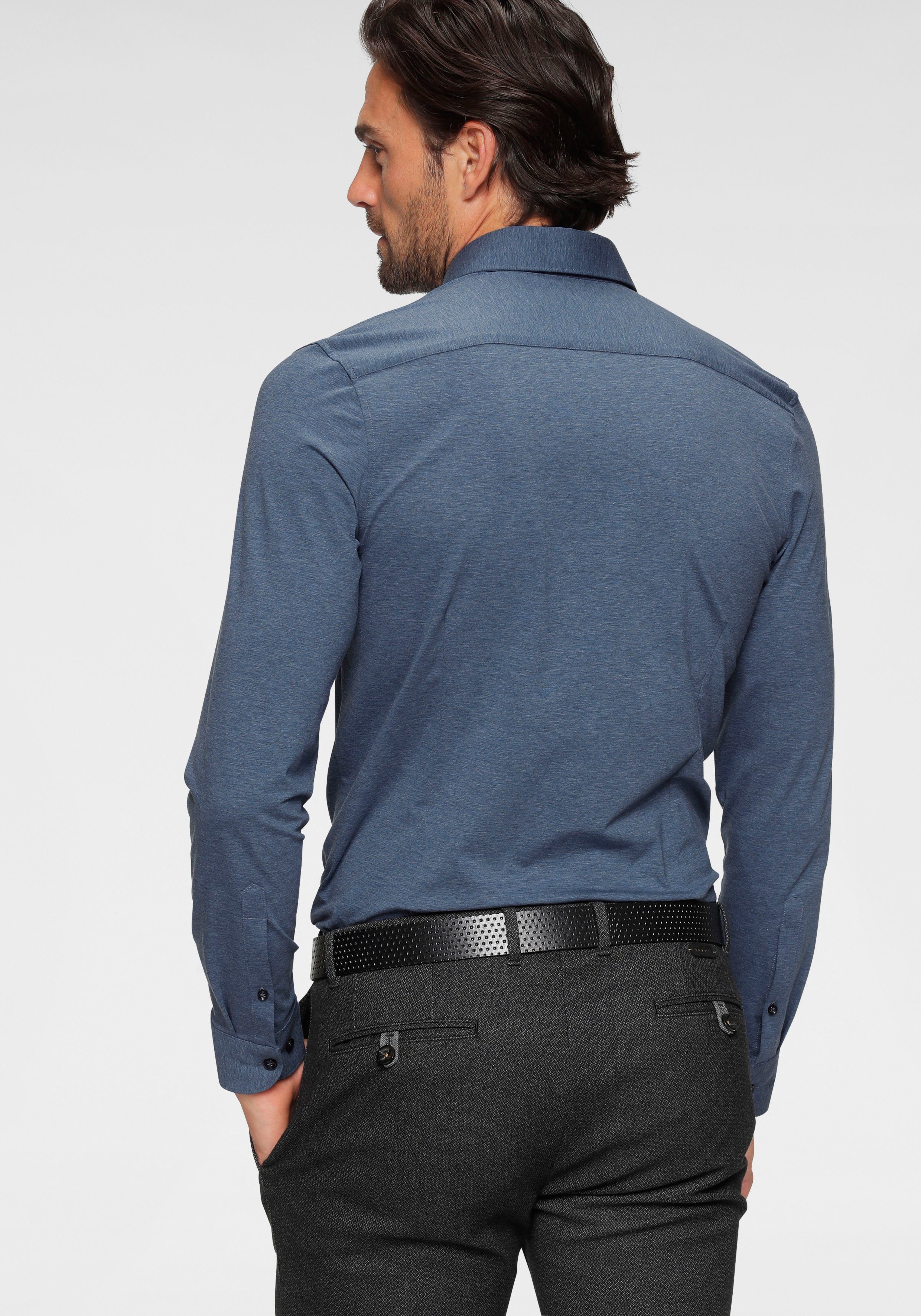 OLYMP Businesshemd rauchblau body Jersey Qualität fit in Five Level