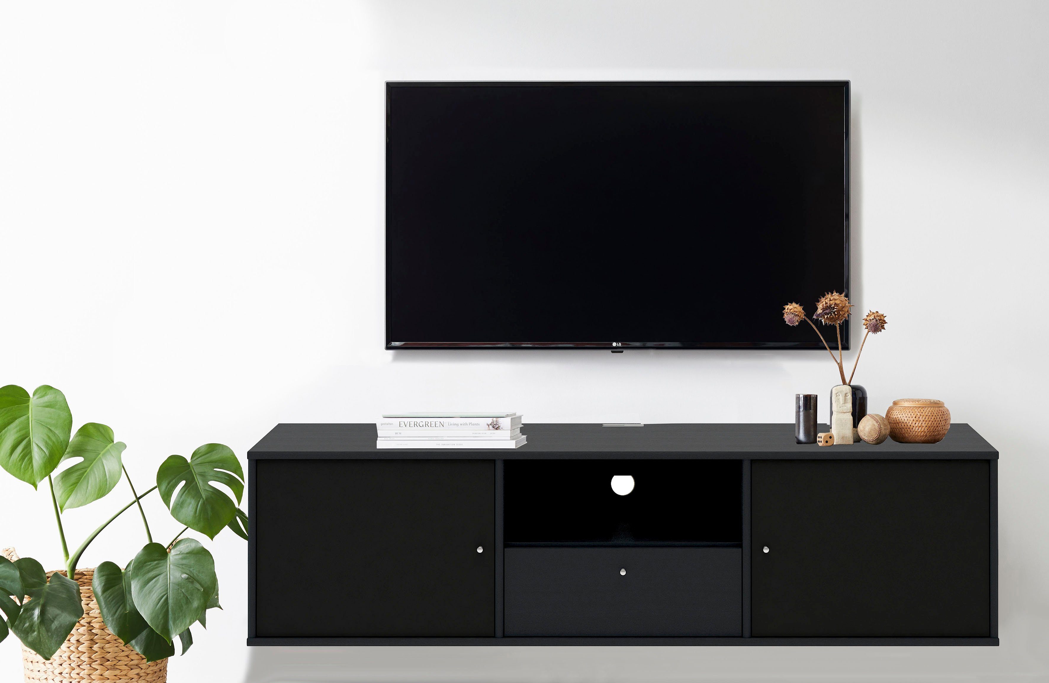 Hammel Furniture TV-Board Mistral Fernsehschrank, Medienmöbel, Hängend, mit Türen mit Akustikstoff, Kabeldurchführung, Lowboard, B: 161,5 cm