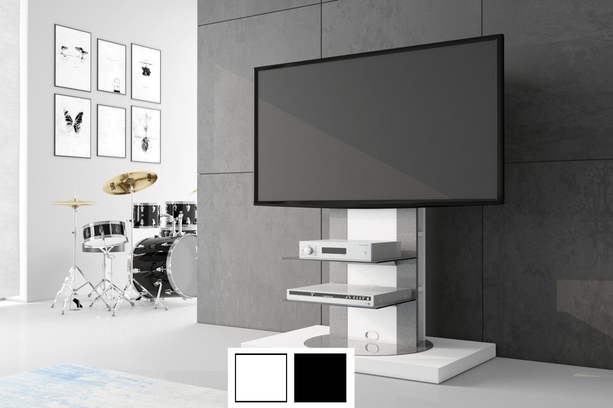 Weiß Hochglanz Ständer designimpex H-777nw 360° Roma TV-Wandhalterung Rack TV- Fernsehtisch drehbar