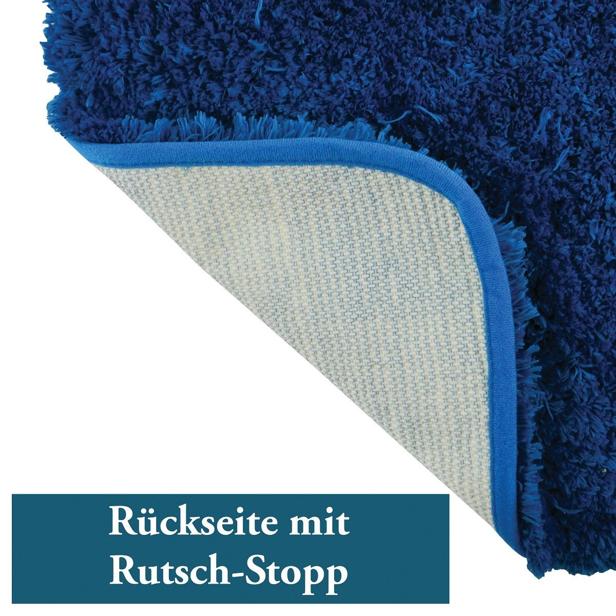 Badematte Badteppich Mikrofaser, Höhe 30 mm, Anti-Rutsch, strapazierfähig, schnell trocknend, langlebig, Polyester, rechteckig, Badteppich, 100% Polyester Mikrofaser, Rutschsichere Unterseite aus Latex, Waschbar 30°, flauschig soft und warm, in 2 Größen und vielen angesagten Trendfarben erhältlich, 40x60 cm, blau