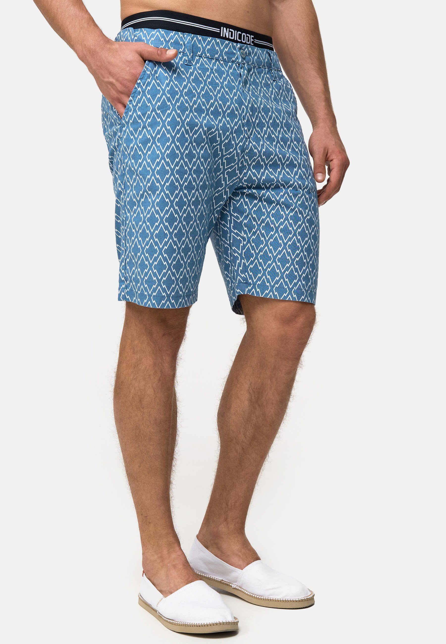 Indicode Chinoshorts Apostolis mit geometrischen Muster günstig online kaufen