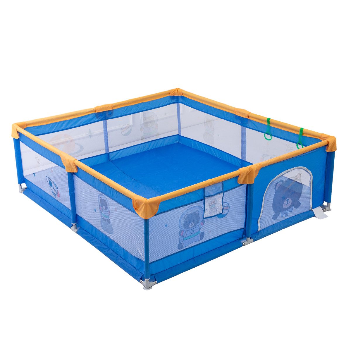 FOXSPORT Laufstall, Laufgitter Baby, Schutzgitter mit atmungsaktivem Netz (180 x 200 x 65 cm\150 x 180cm Große Sicherheitsspielplatz mit Reißverschluss), Krabbelgitter für Kinder, mit 60 Spielbällen, mit Rutschfester Basis