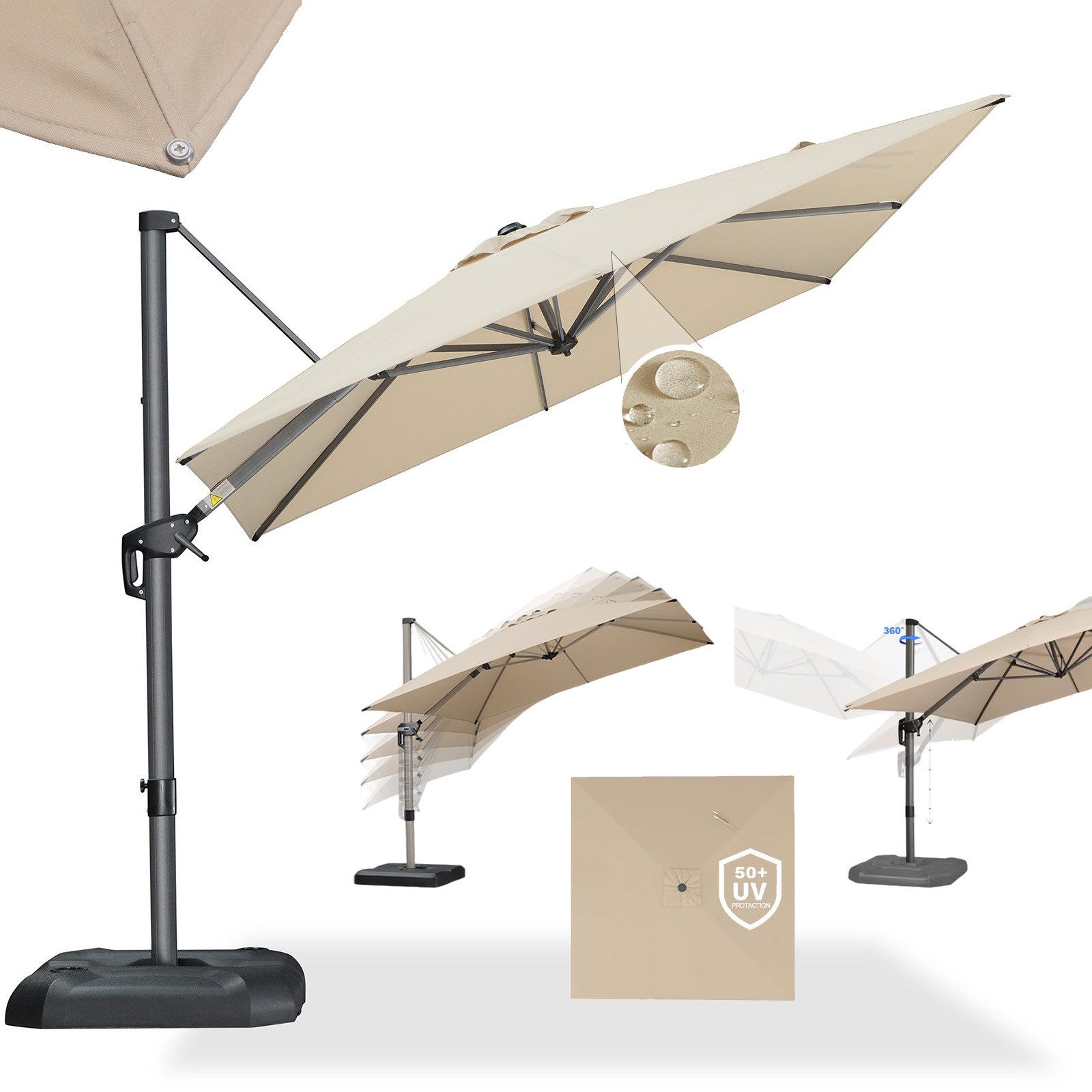 PURPLE LEAF Ampelschirm Quadratischer Terrassenschirm, Alu günstig online kaufen