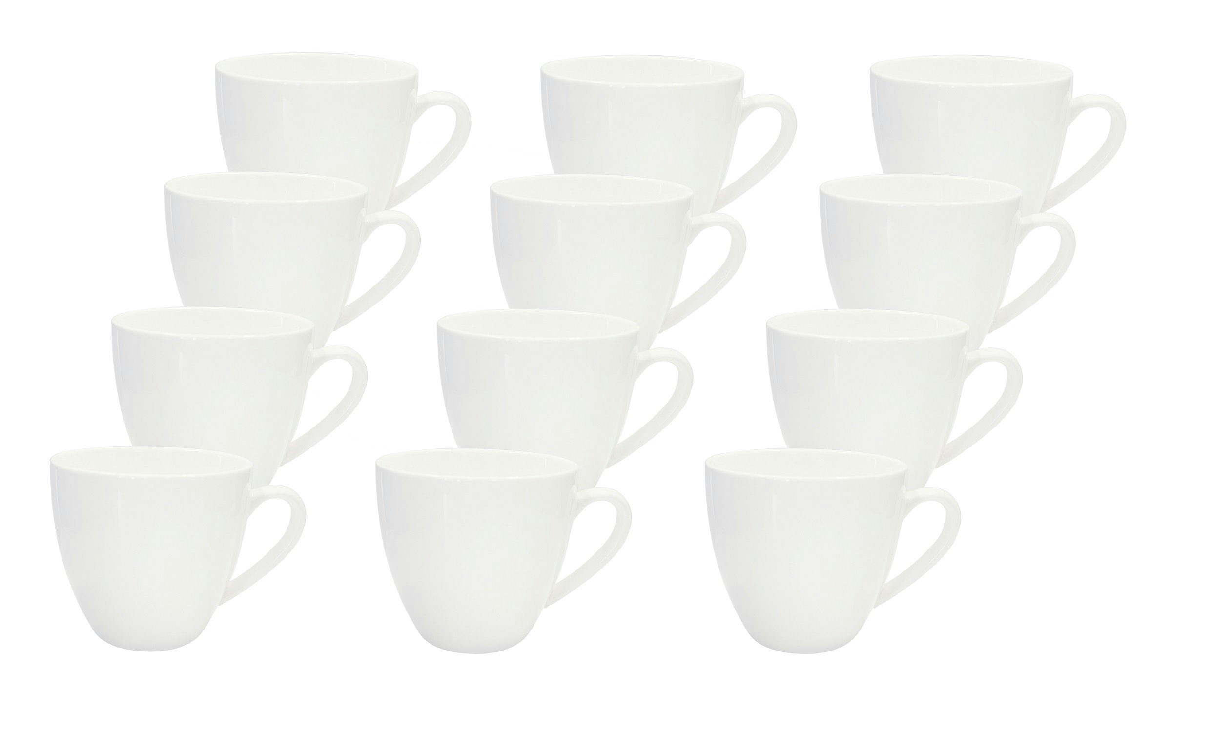 Provance Tasse 12 Stück Keramik Kaffeetasse 200ml 200 ml Becher Pot Teetasse weiß, 12-tlg., 12-teilig Keramik
