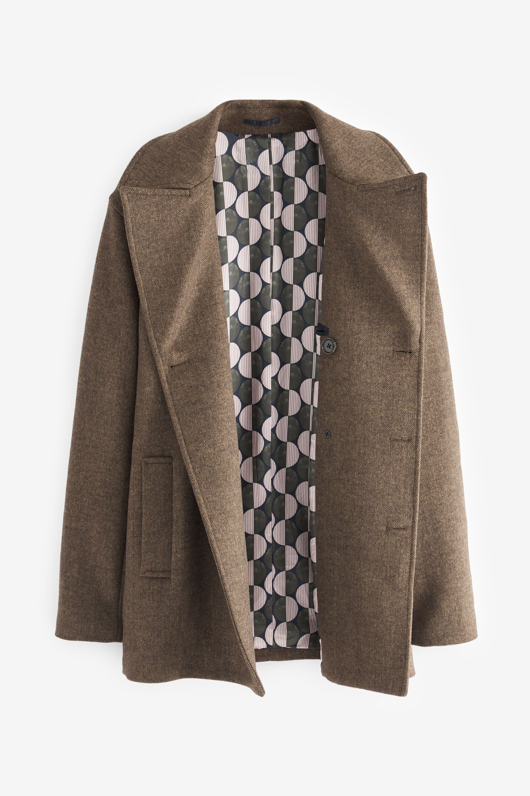 Next Kurzmantel Weiche Cabanjacke Fischgrätmuster mit (1-tlg) Brown