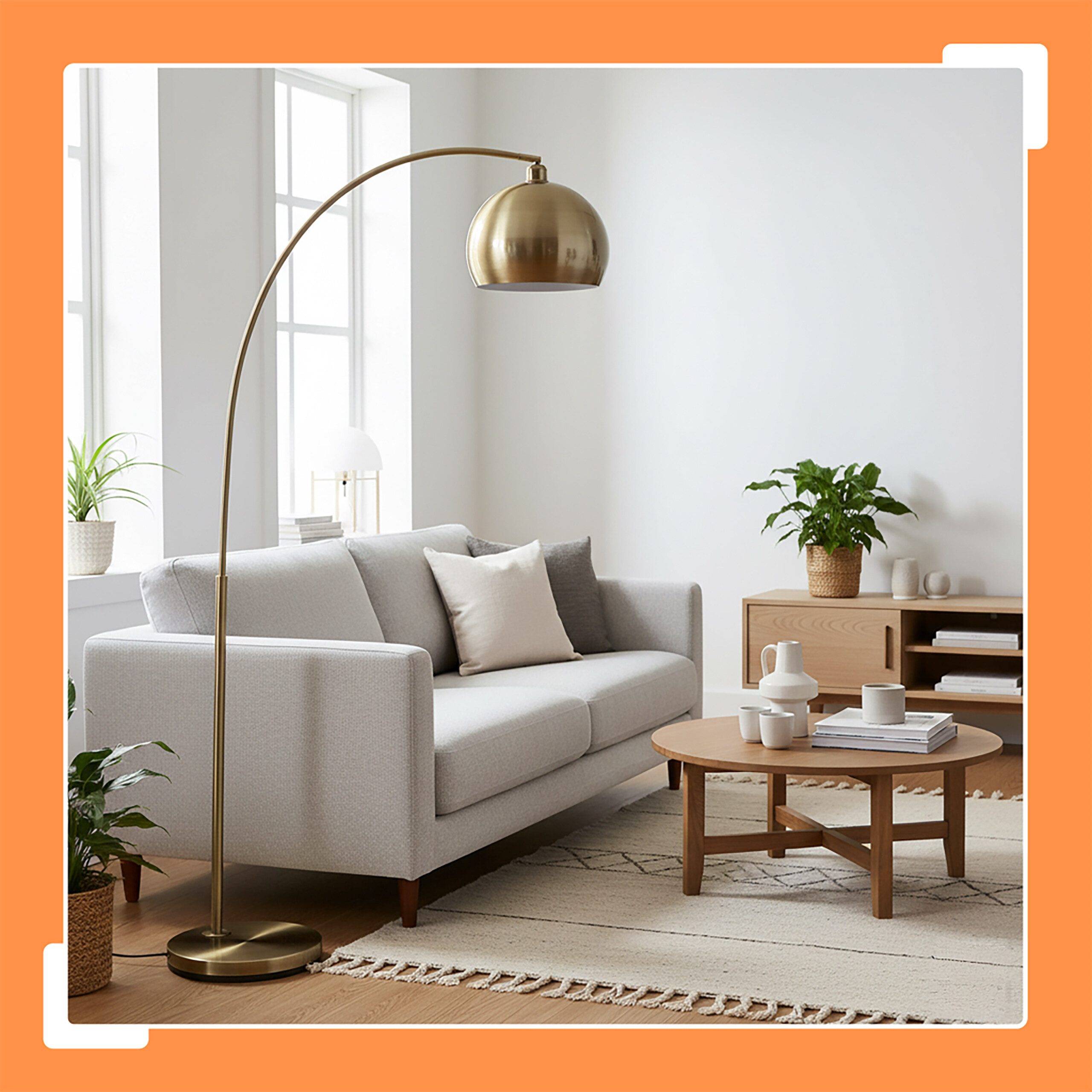 relaxdays Stehlampe Bogenförmige Stehlampe Metall, gold günstig online kaufen