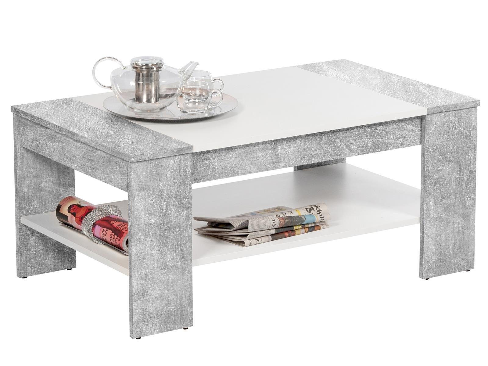 möbelando Couchtisch Couchtisch >Ariela I< in Weiß - 100x44x58cm (BxHxT), 1 günstig online kaufen