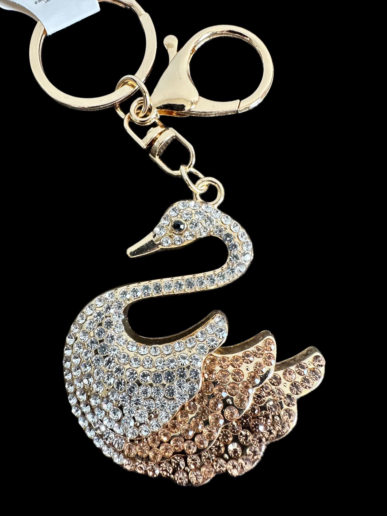 Whitehouse Leisure International Ltd Schlüsselanhänger Schlüsselanhänger Kinder Mini Anhänger keychain Gltzer Schwan, Schlüsselanhänger aus Metall mit Steinen und Glitzer Geschenk 6 cm