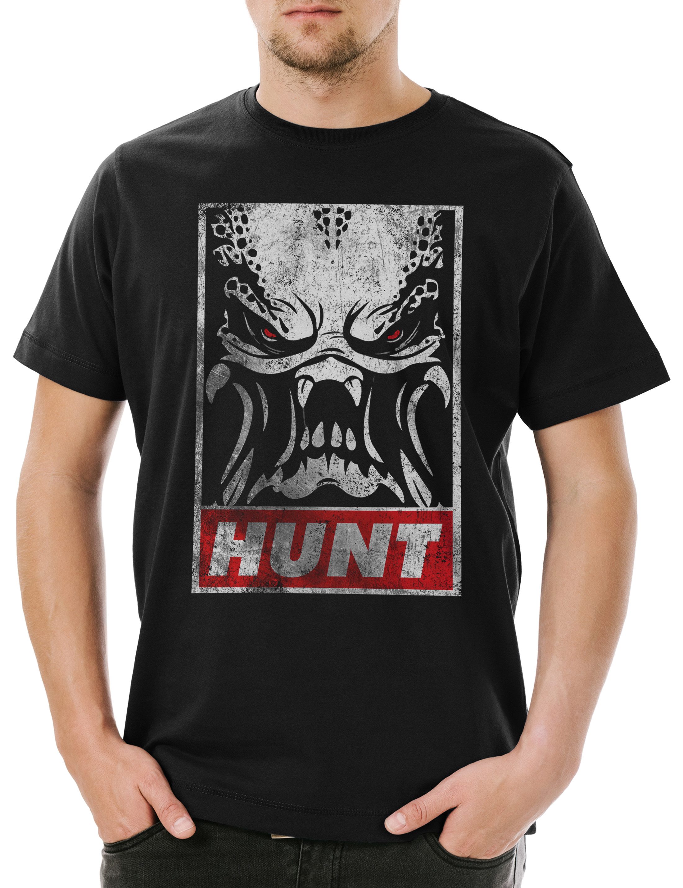 Urban Backwoods Print-Shirt Predator Hunt Herren T-Shirt Ripley Prometheus Nostromo Weyland Alien (1-tlg) Saga Face Hugger Yutani