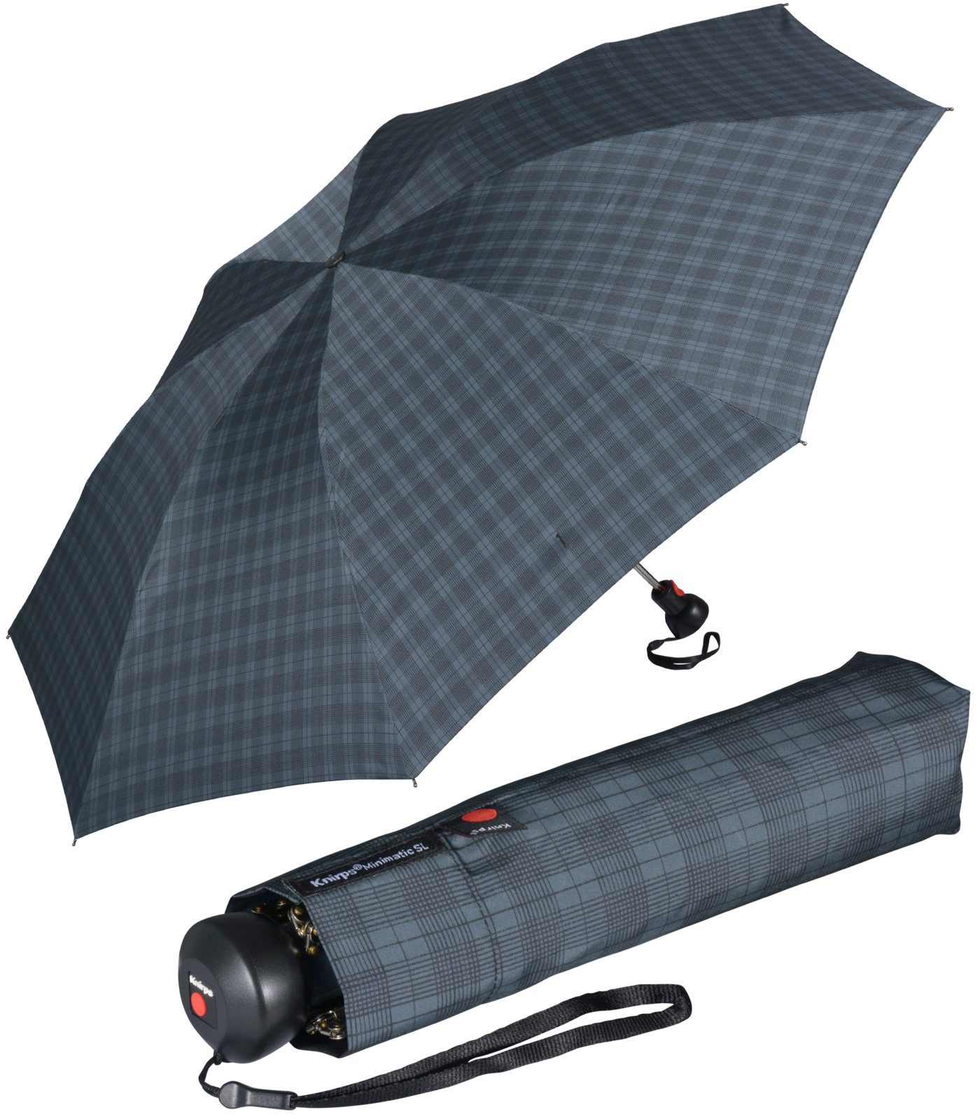 Knirps® Taschenregenschirm kompakter, kleiner Schirm mit Auf-Zu-Automatik, Minimatic SL mit Streifen- oder Karo-Design