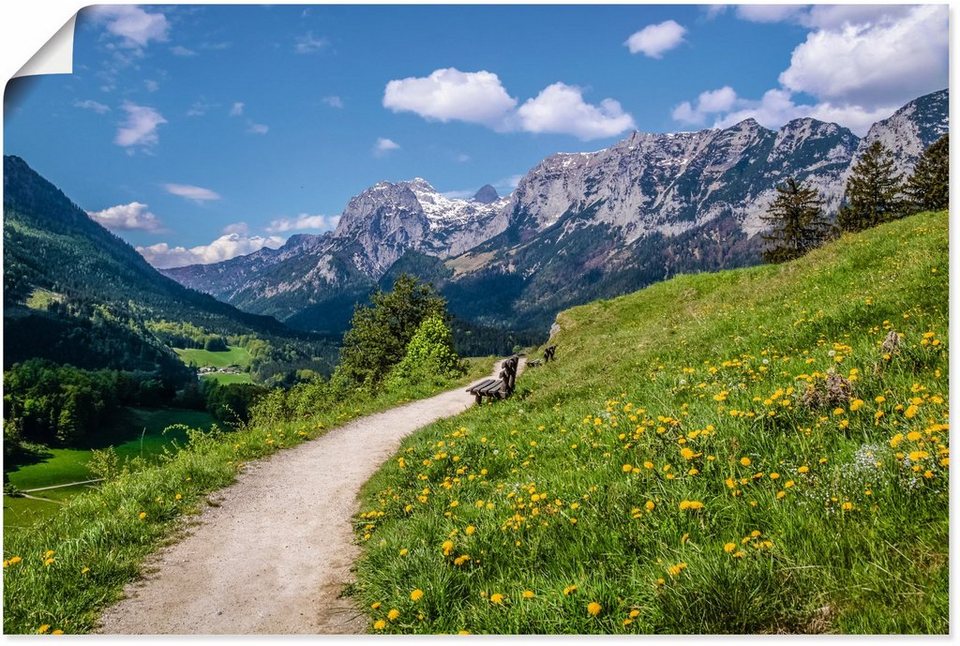 Artland Wandbild Wanderweg bei Ramsau in Oberbayern, Berge & Alpenbilder (1  St), als Alubild, Leinwandbild, Wandaufkleber oder Poster in versch. Größen
