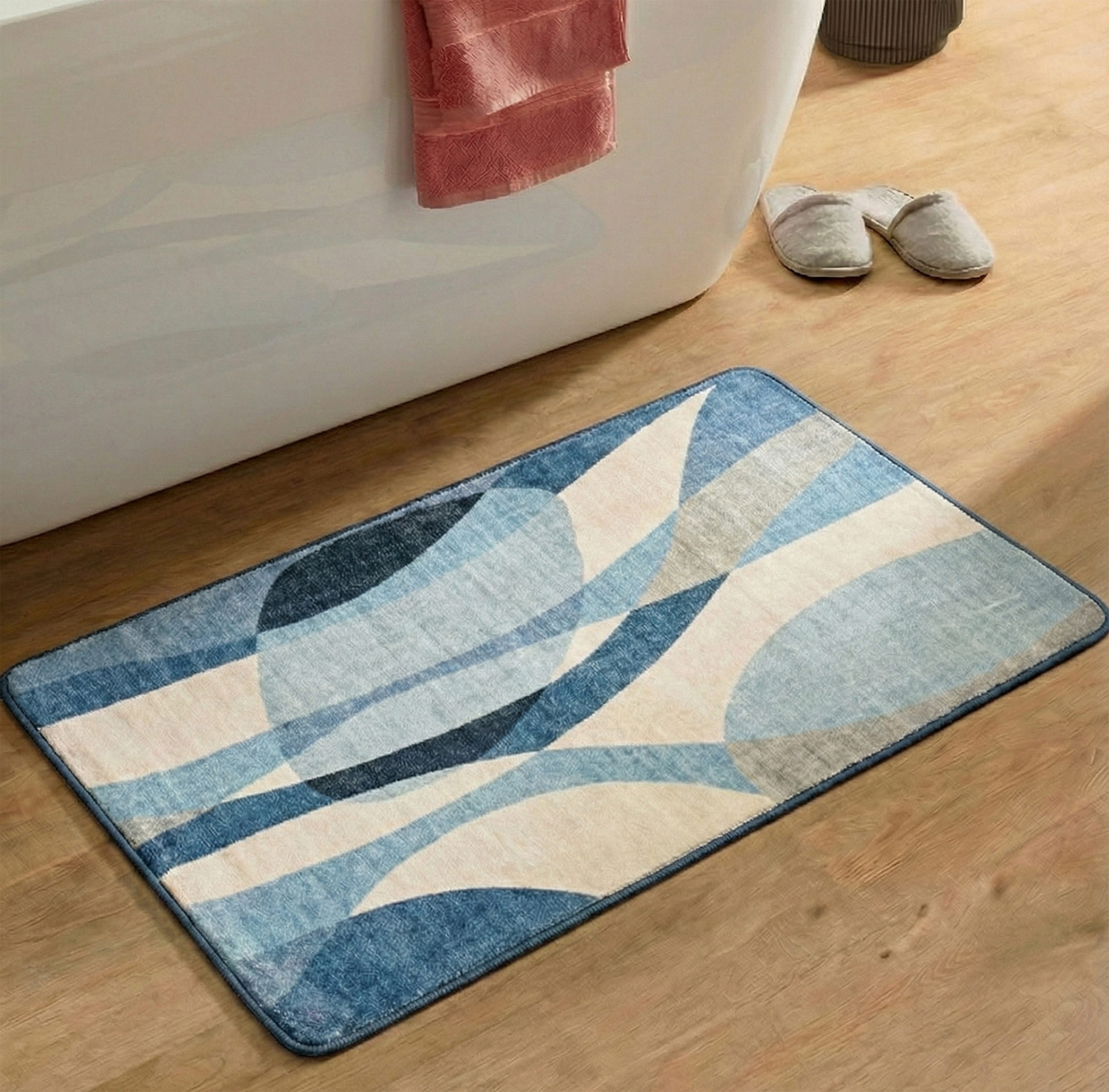 Gino Falcone Badematte Aquata GF-170, Badvorleger, Badezimmer Teppich, Höhe 7 mm, rutschhemmend beschichtet, fußbodenheizungsgeeignet, Kunstfaser, rechteckig, Badteppich, bedruckt, modernes Design, rechteckig