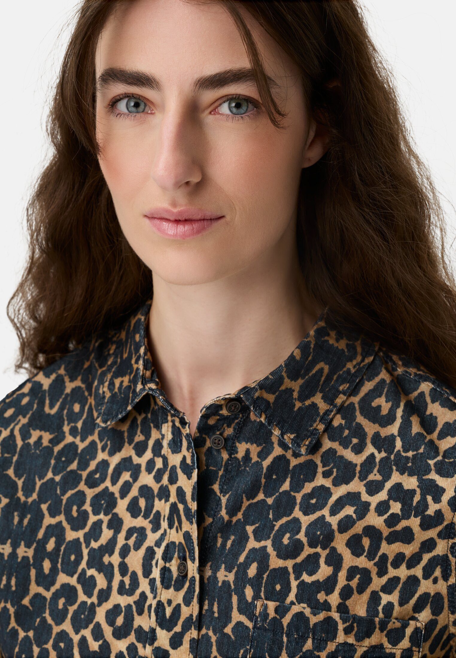 camel active Blusenkleid Baumwollkleid mit Bindegürtel Langarm (1-tlg)