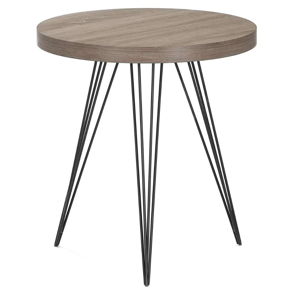 LebensWohnArt Beistelltisch Design Beistelltisch GRIGIO 60cm hellgrau Eichen-Optik Metallgestell