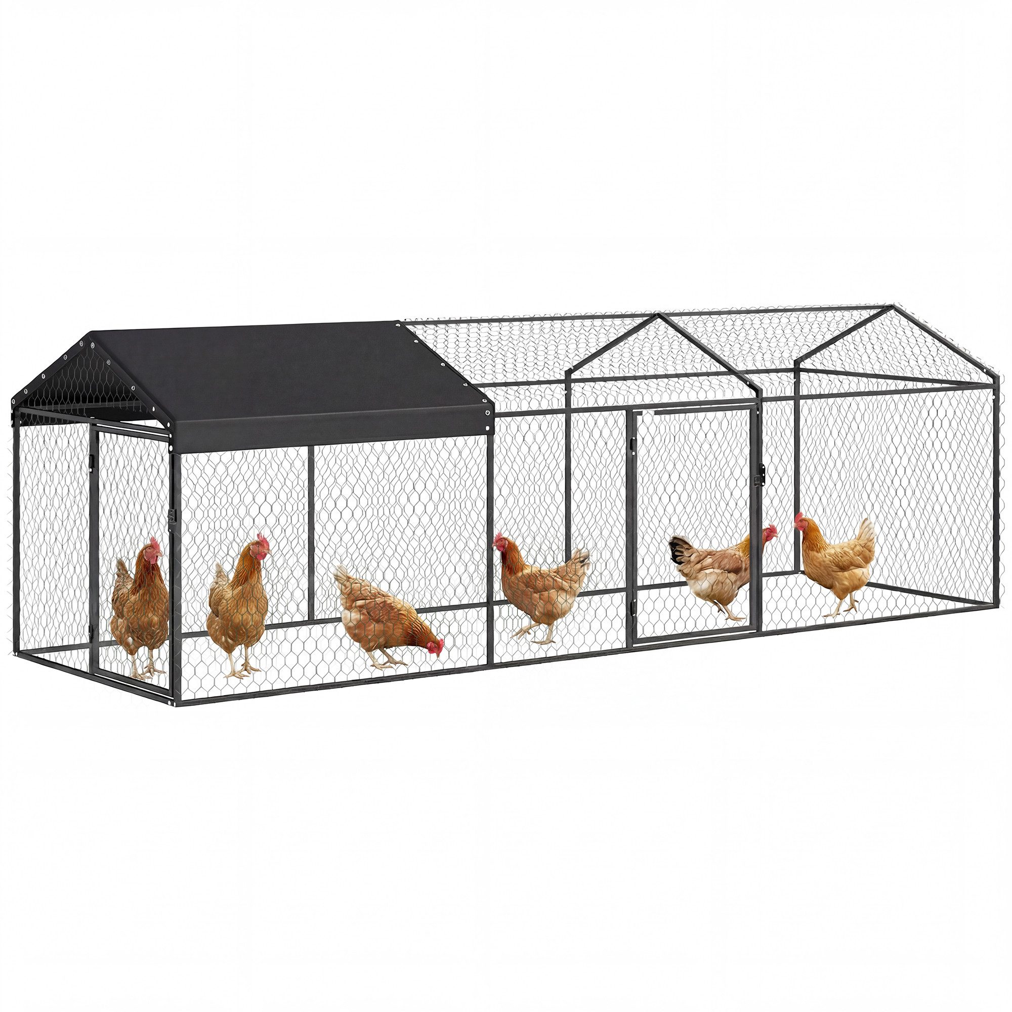 kowdom Laufgitter Freilaufgehege 3x1m für Hühner, Stahl, wetterfest, schwarz (Freilaufgehege), Freilaufgehege, 3x1 m, Hühnerauslauf, wetterfest, 3 m²
