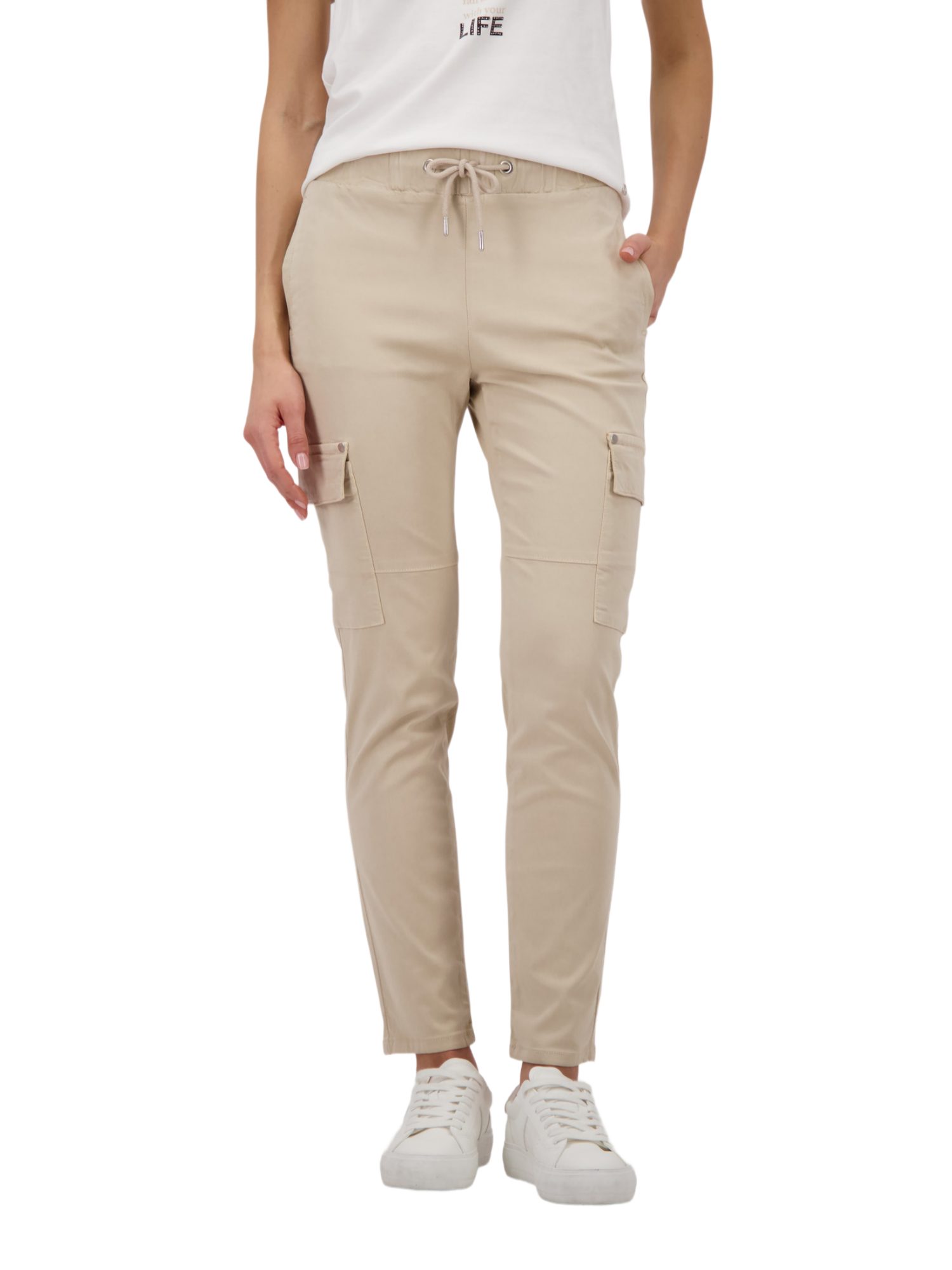 Monari Stoffhose natur, Freizeit, Lyocell, Unifarben, Slim Fit, Mittel