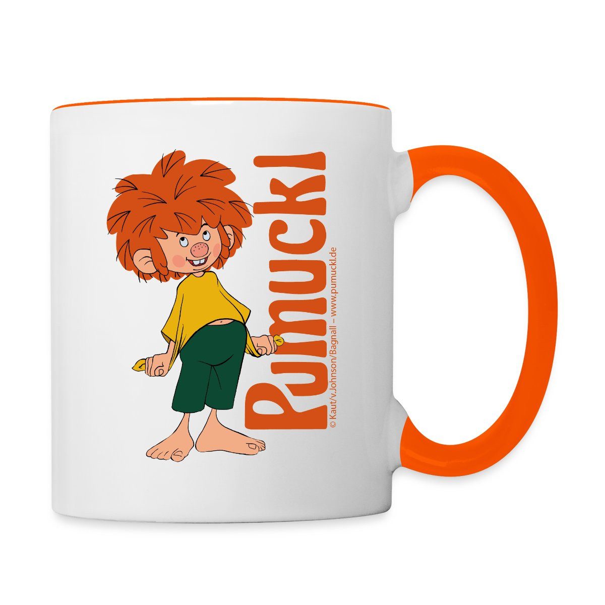Spreadshirt Tasse Pumuckl Mit Verschmitztem Lächeln Und Logo Tasse Zweifarbig, Keramik