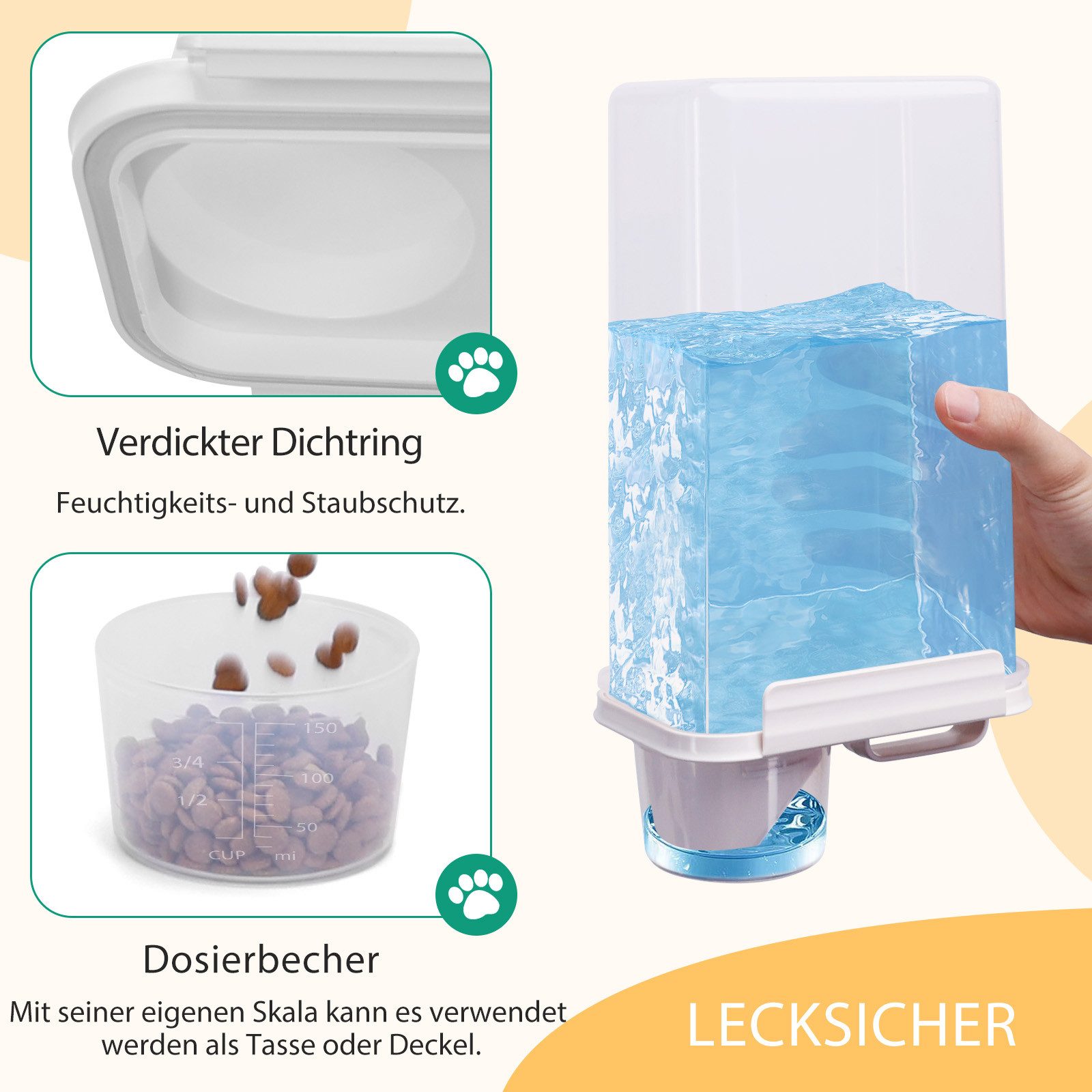 nobleza Futterbehälter Futterbehälter für Haustiere Behälter für Haustiere Futter 2.5L, (2-tlg)