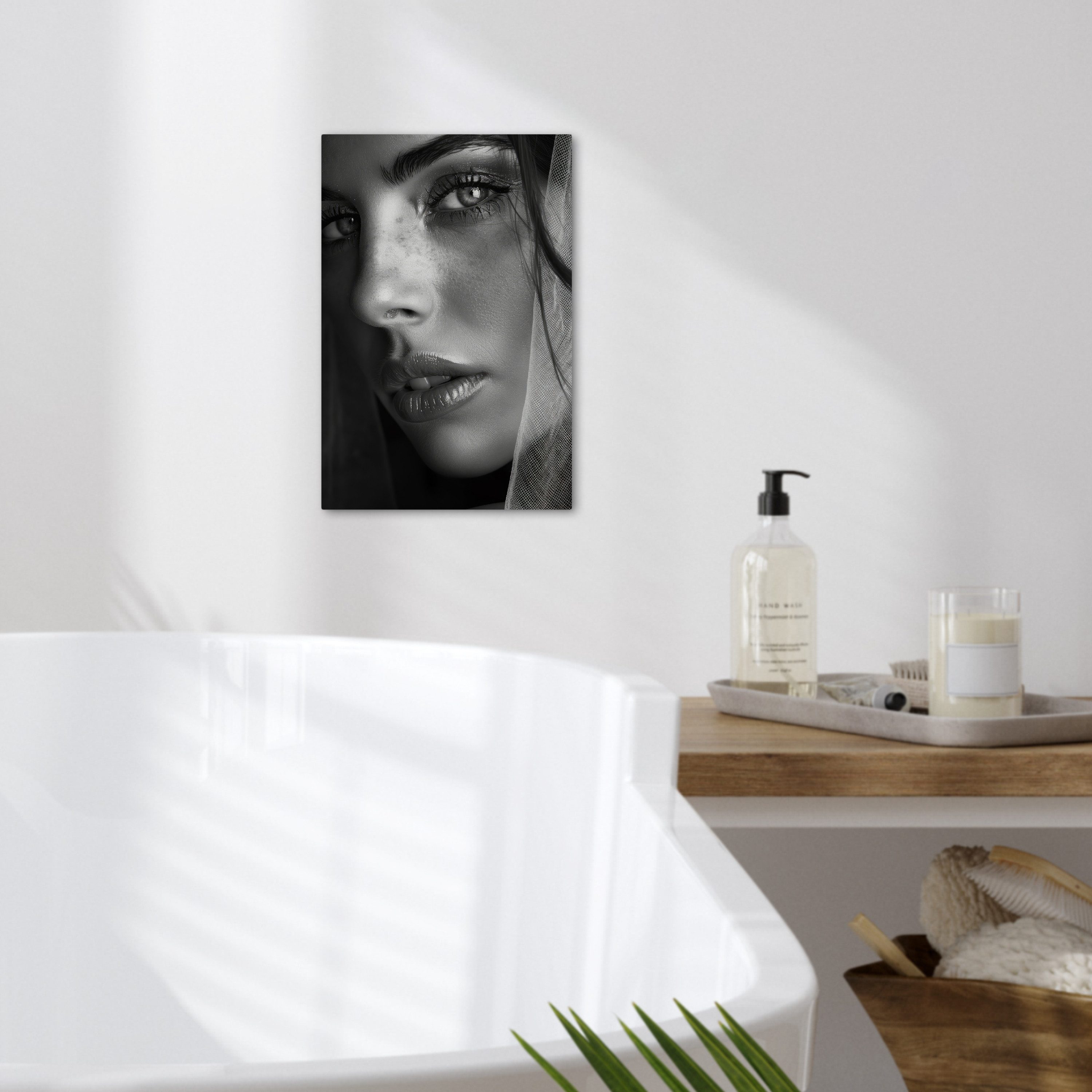 OneMillionCanvasses® Leinwandbild Frau - Porträt - Schwarz und weiß - Vintage, Fotodruck (1 St), Badezimmer Deko, Bilder WC, Toilette Wanddeko 20x30 cm
