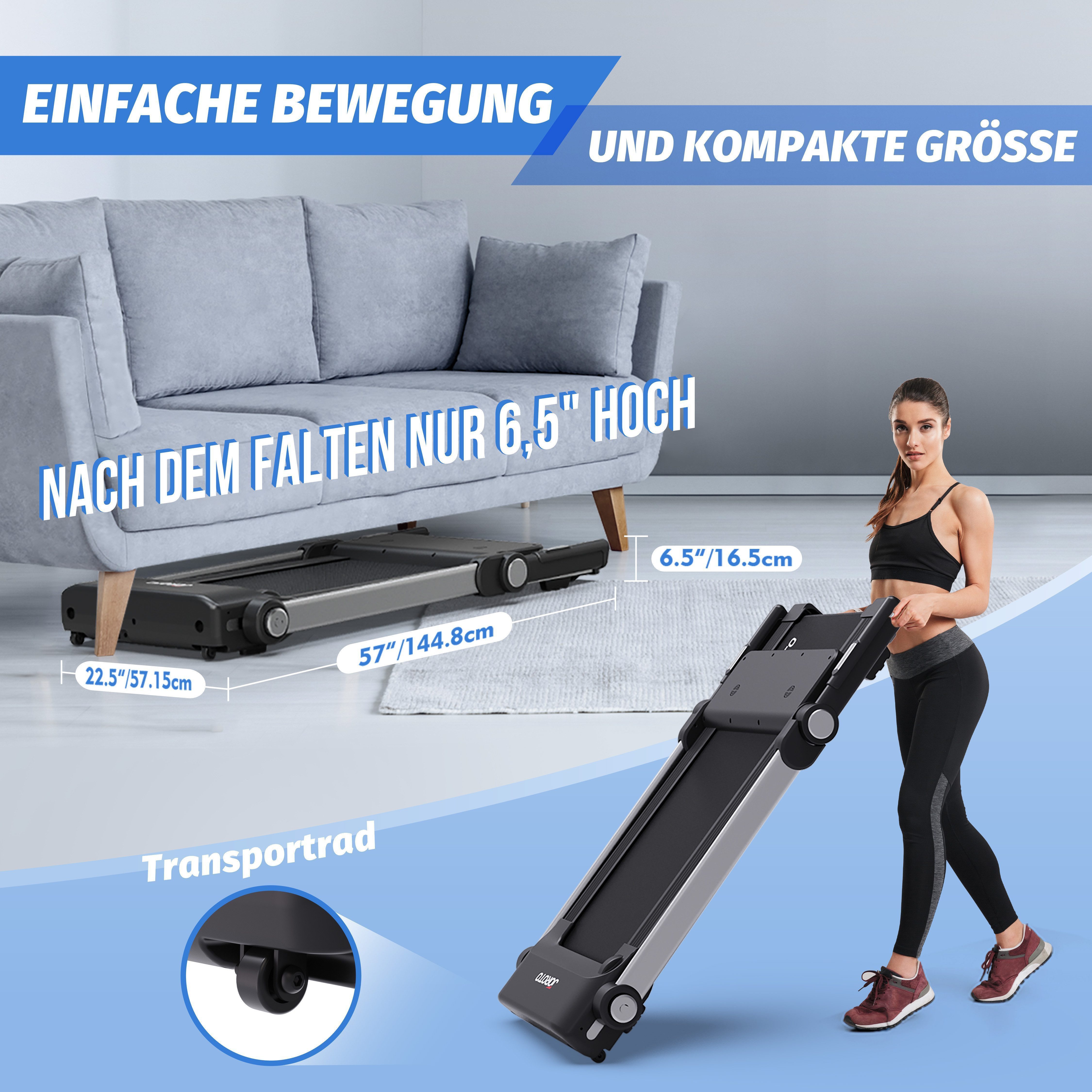 JOROTO Laufband F5 Klappbares Laufband für Zuhause, 2,5PS, 0,5-14KM/H Laufband mit Bluetooth & APP, 120KG Belastbar