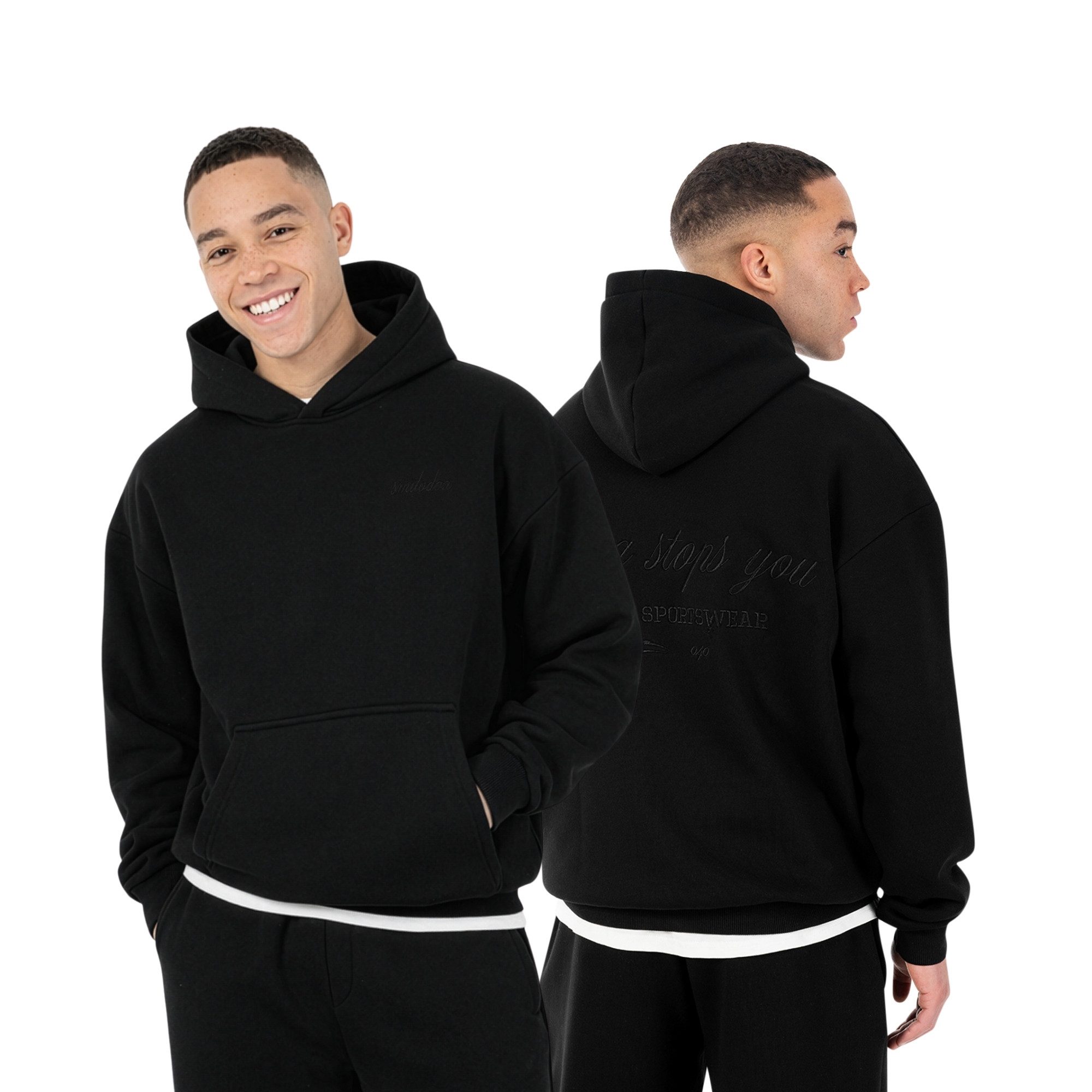 Smilodox Hoodie Kaleo, Kapuzenpullover Oversize mit Logo Stickerei und Kängurutasche Tunnelzug, Kapuze, Rippbündchen,Urban Streetwear, Sport, Freizeit