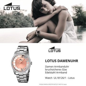 Lotus Quarzuhr Lotus Damen Uhr Fashion L18126/1, (Analoguhr), Damen Armbanduhr rund, Edelstahlarmband silber