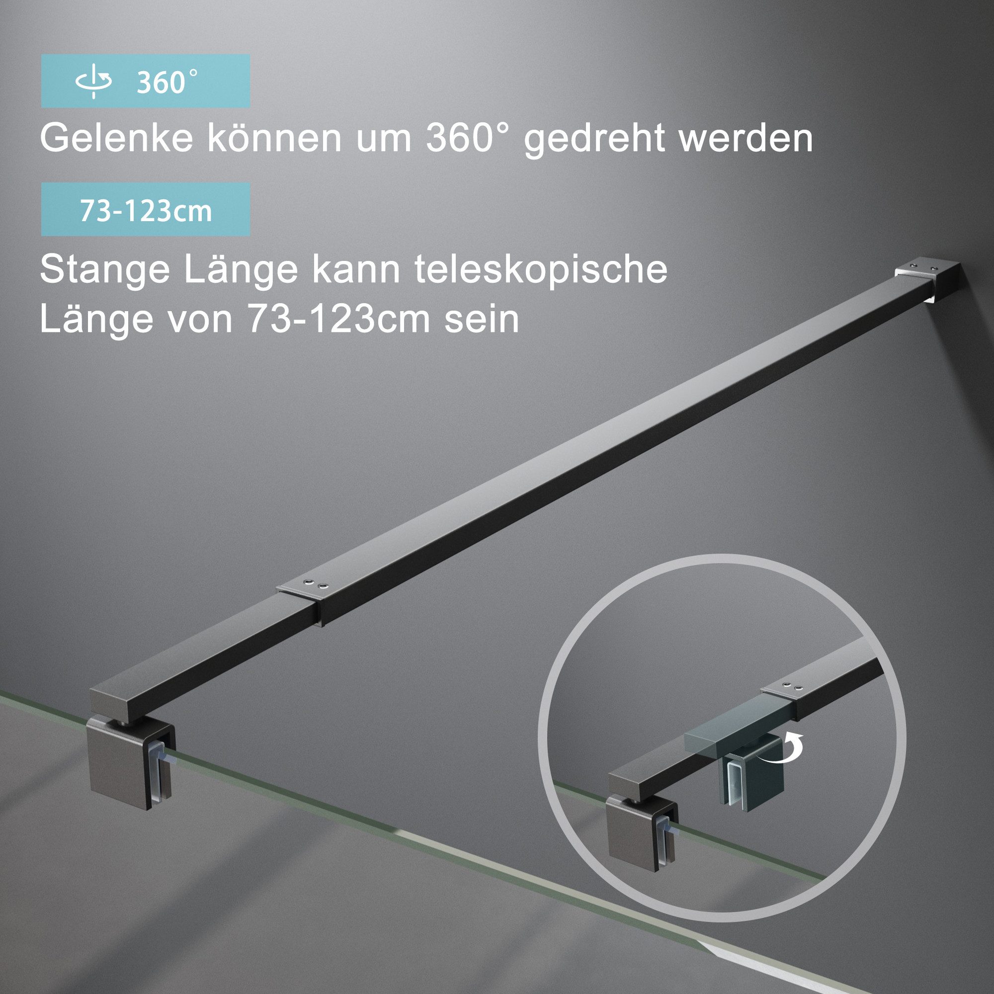 Boromal Duschwand-Stabilisationsstange Dusche Schwarz Chrom für günstig online kaufen