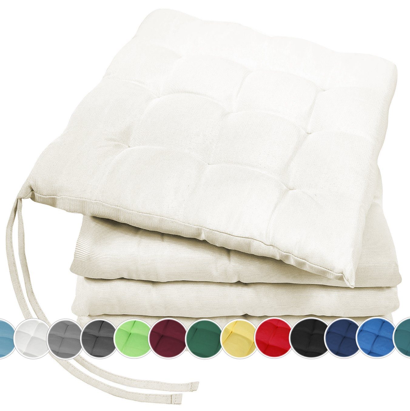 GREEN MARK Textilien Sitzkissen 4er-Set Stuhlkissen 40x40cm, Indoor und Outdoor, weich gefüllt