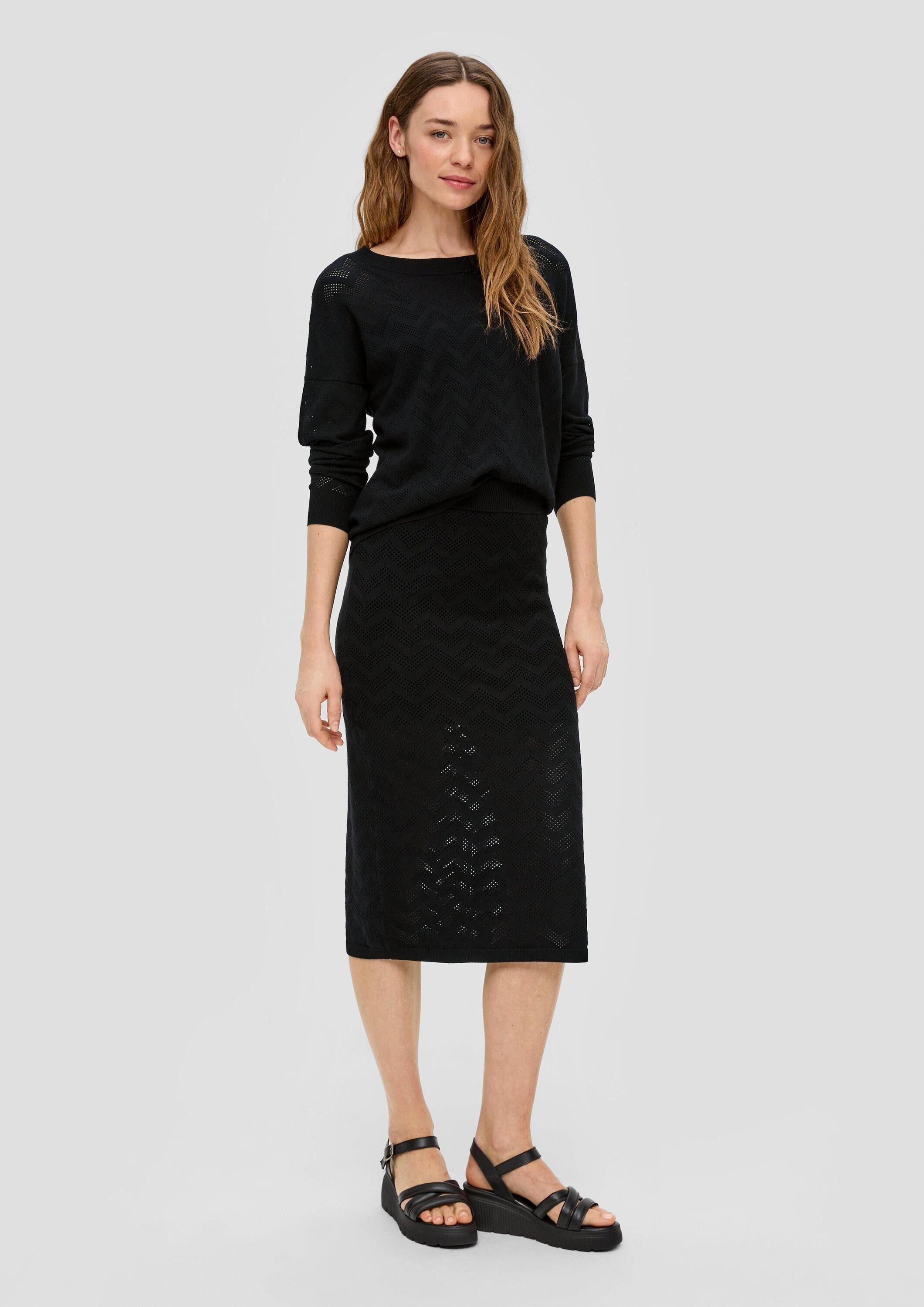 s.Oliver Longpullover Strickpullover Pullover mit Ajourmuster