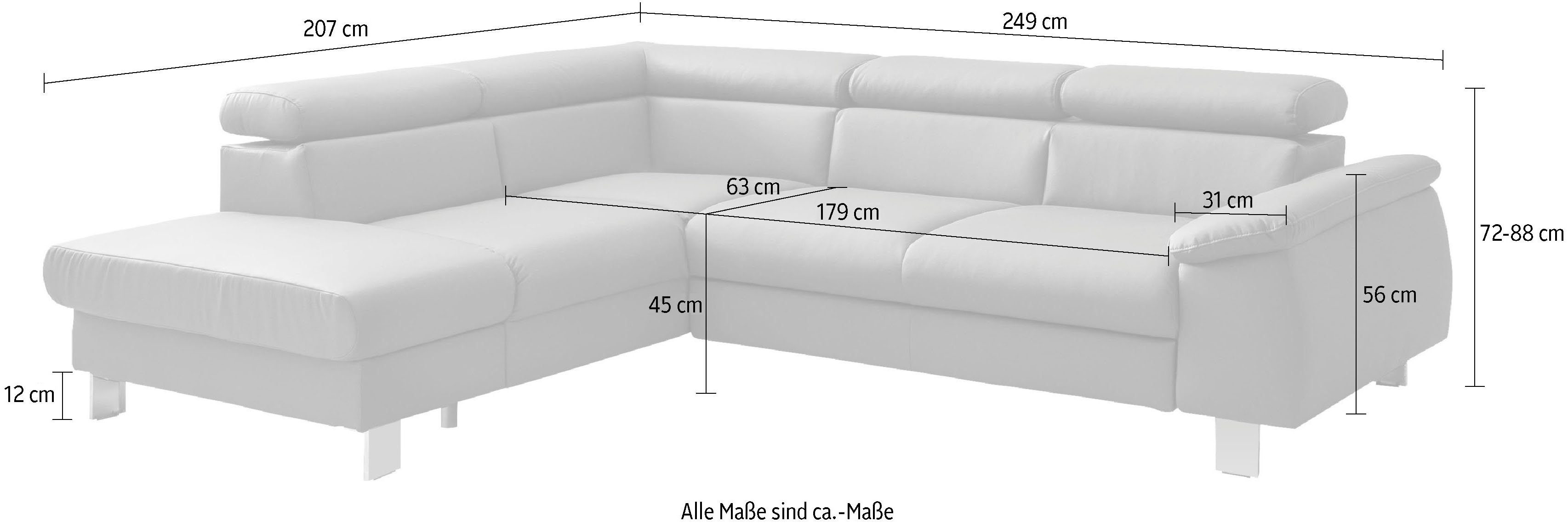 COTTA Ecksofa Komaris L-Form mit Kopfteilverstellung, günstig online kaufen