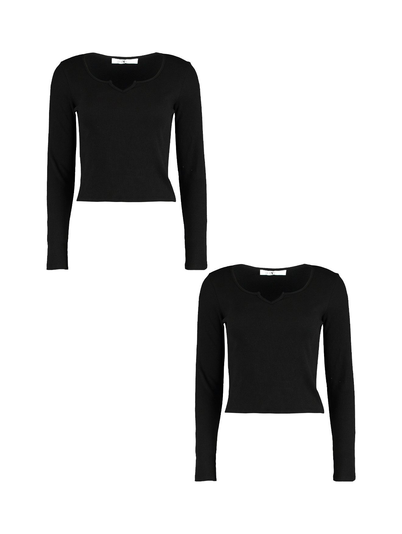 HaILY’S Blusenshirt 2er-Set Figurbetont Rippoptik Langarm günstig online kaufen