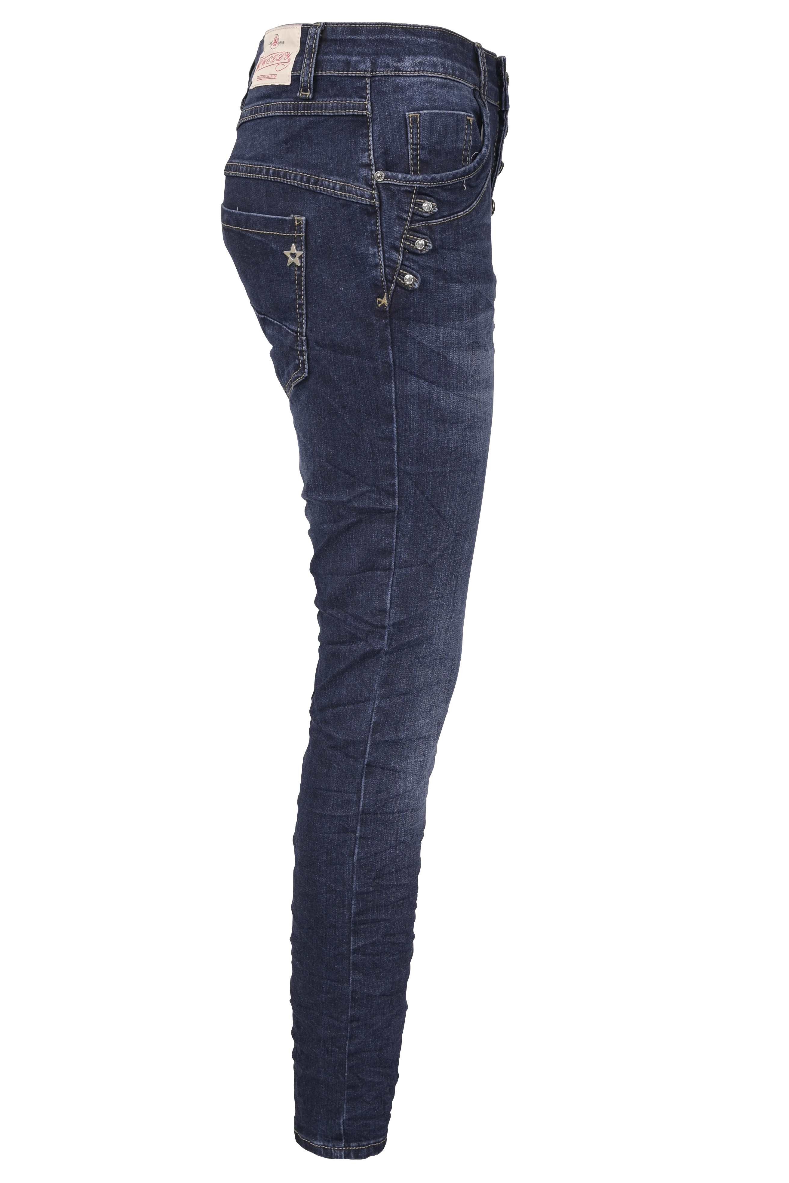 Jewelly Regular-fit-Jeans Jeans, Stretch Jeans Five-Pocket im Crash-Look günstig online kaufen