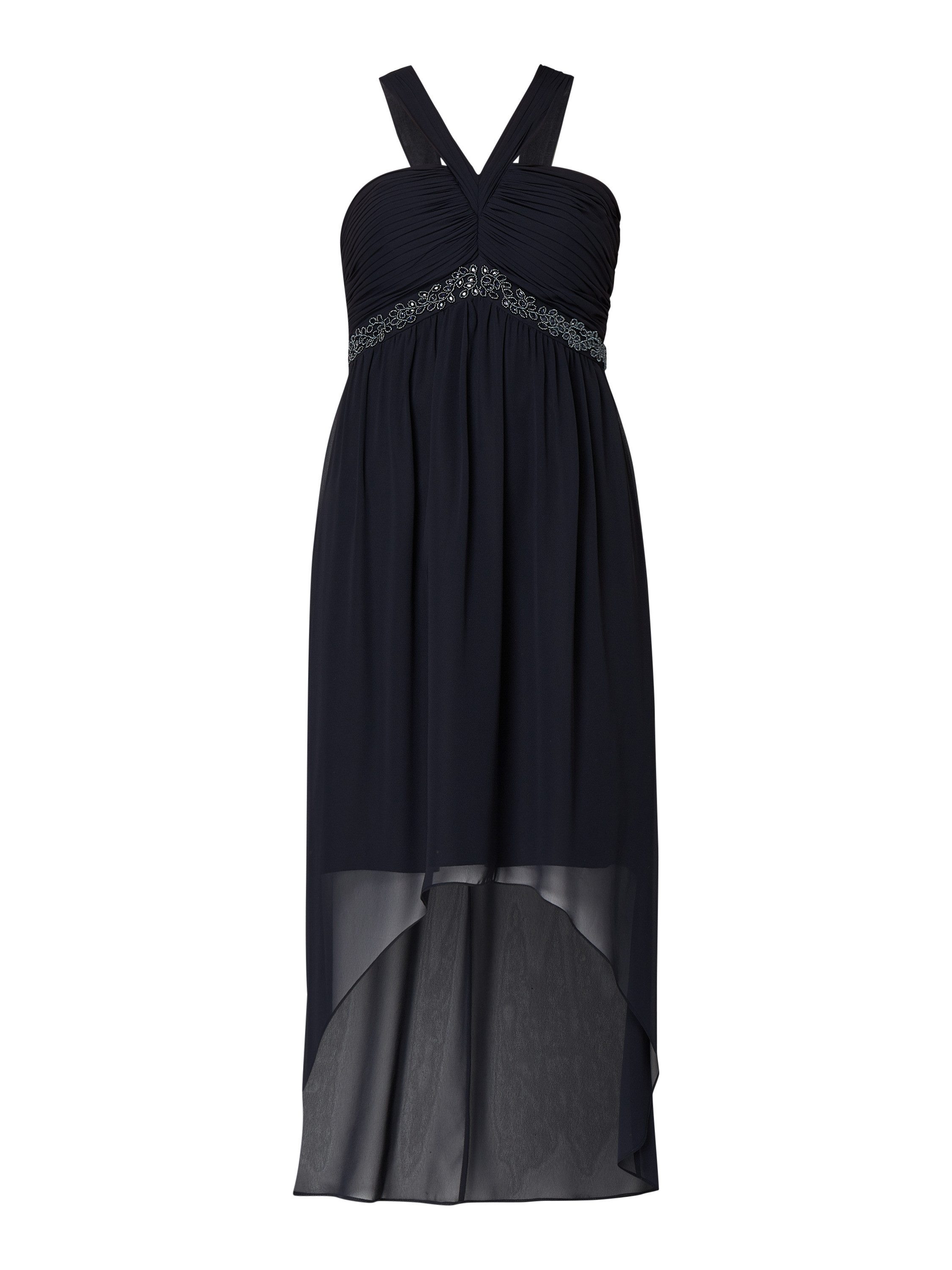 Jake*s Cocktailkleid Vokuhila Perlen,plissiertem Oberteil,Gr. 40