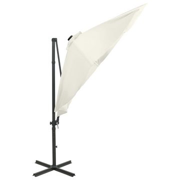 vidaXL Sonnenschirm Ampelschirm mit Mast und LED-Leuchten Sandfarben 300 cm