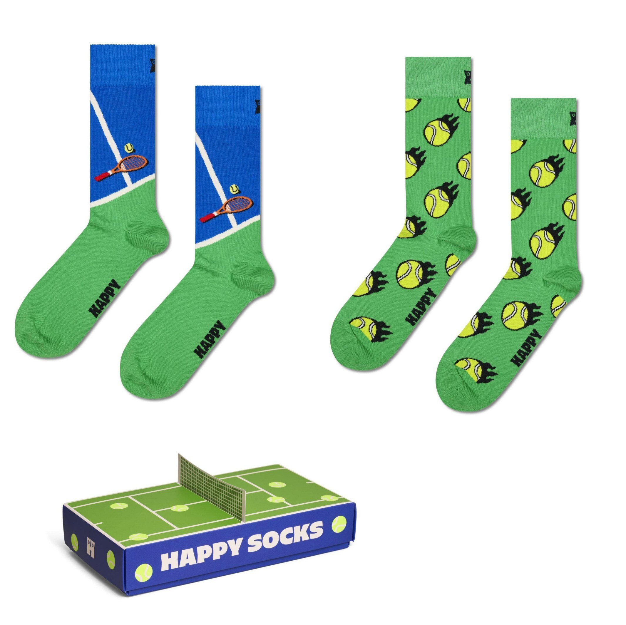 Happy Socks Socken Tagessocke Crew Tennis Geschenkbox grün - 2 Paar günstig online kaufen