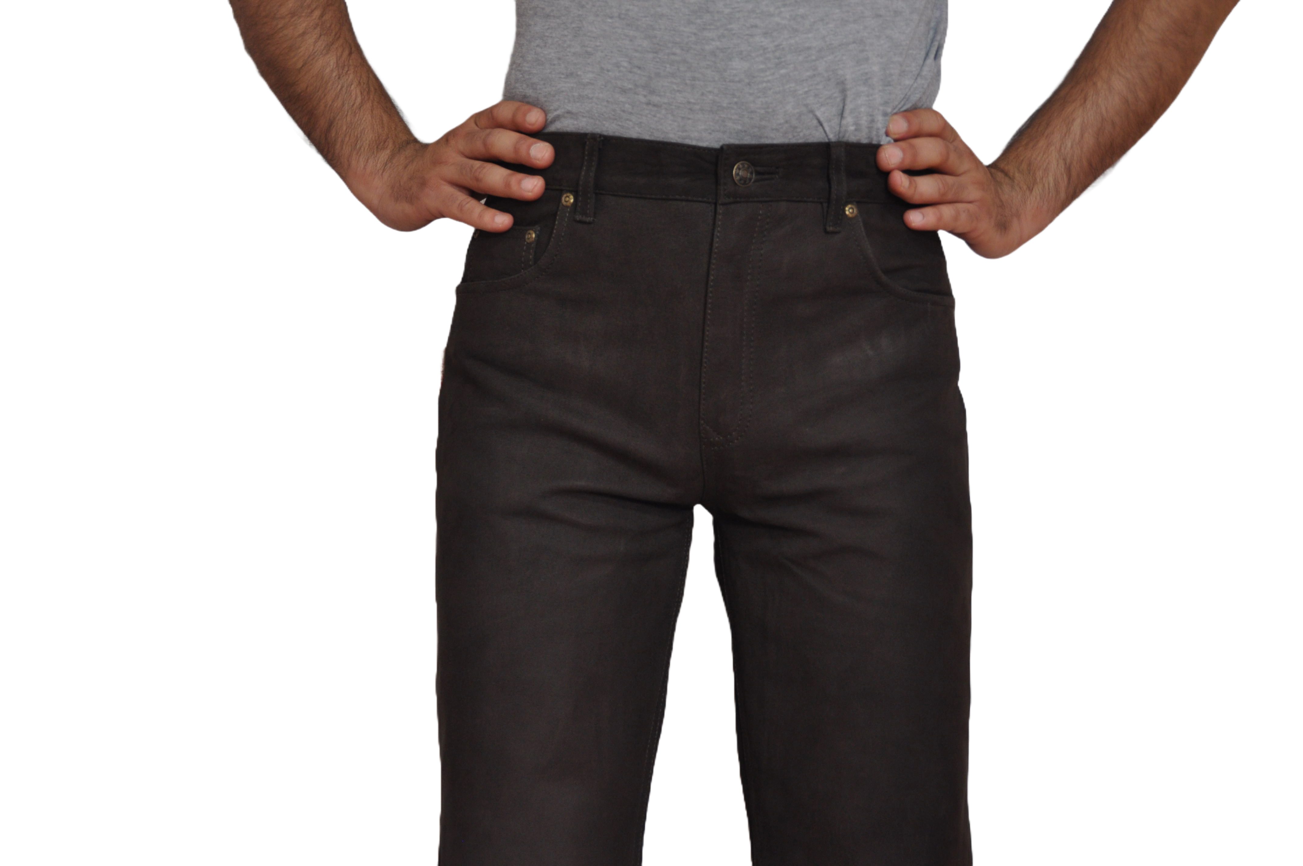 Fuente Leather Wears Lederhose Lederjeans Herren -5 Pocket Lederhose lang Nubuk – Bild 4 von 5