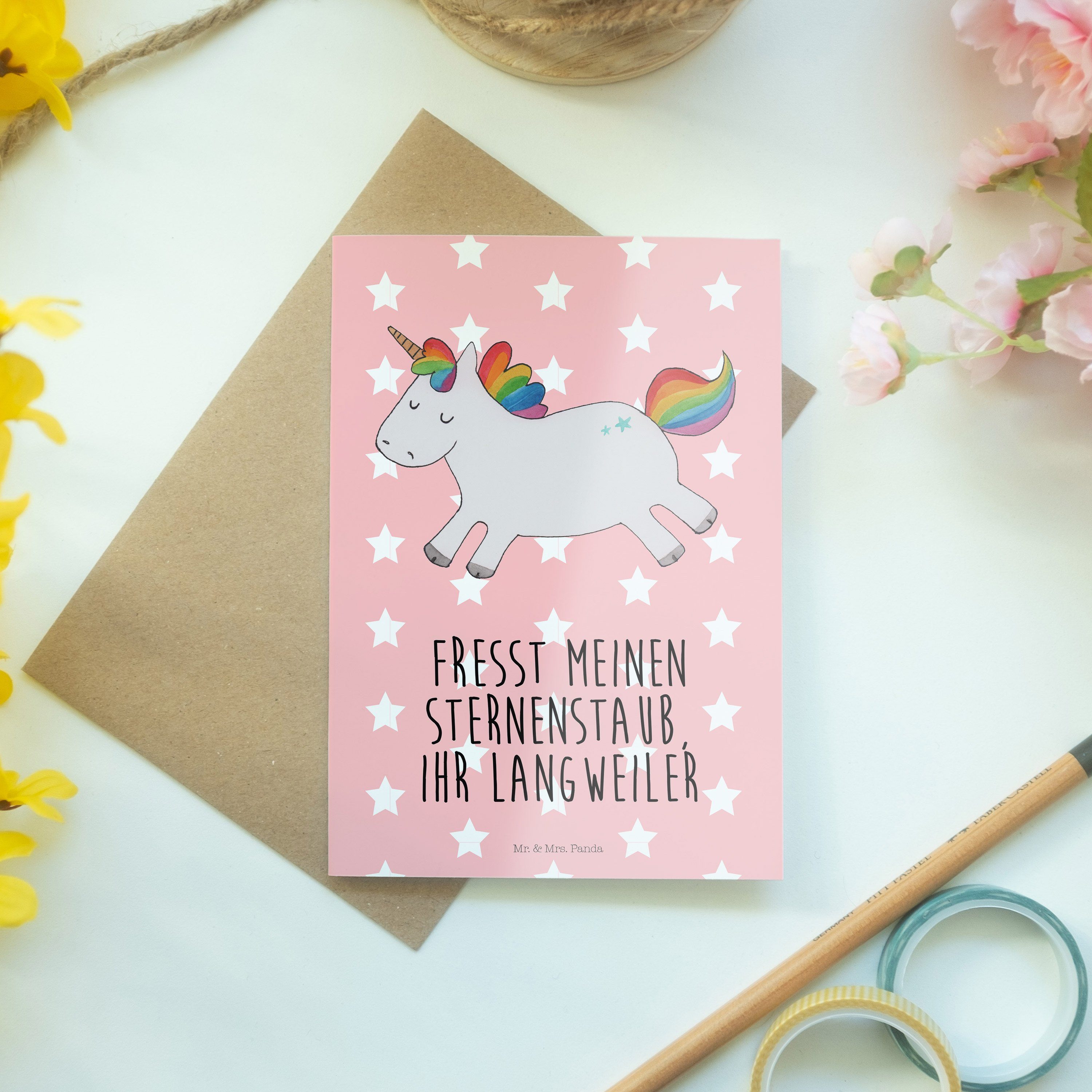 Rot Happy Pegasus, Mr. Einladungskarte, & - Uni Einhorn Pastell Grußkarte Panda Geschenk, - Mrs.