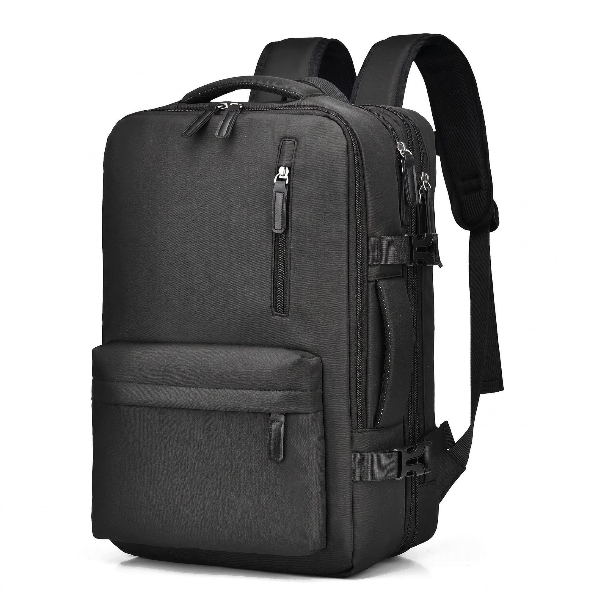H-basics Rucksack erweiterbar 24-30L Handgepäck 44x30x16 cm Schwarz