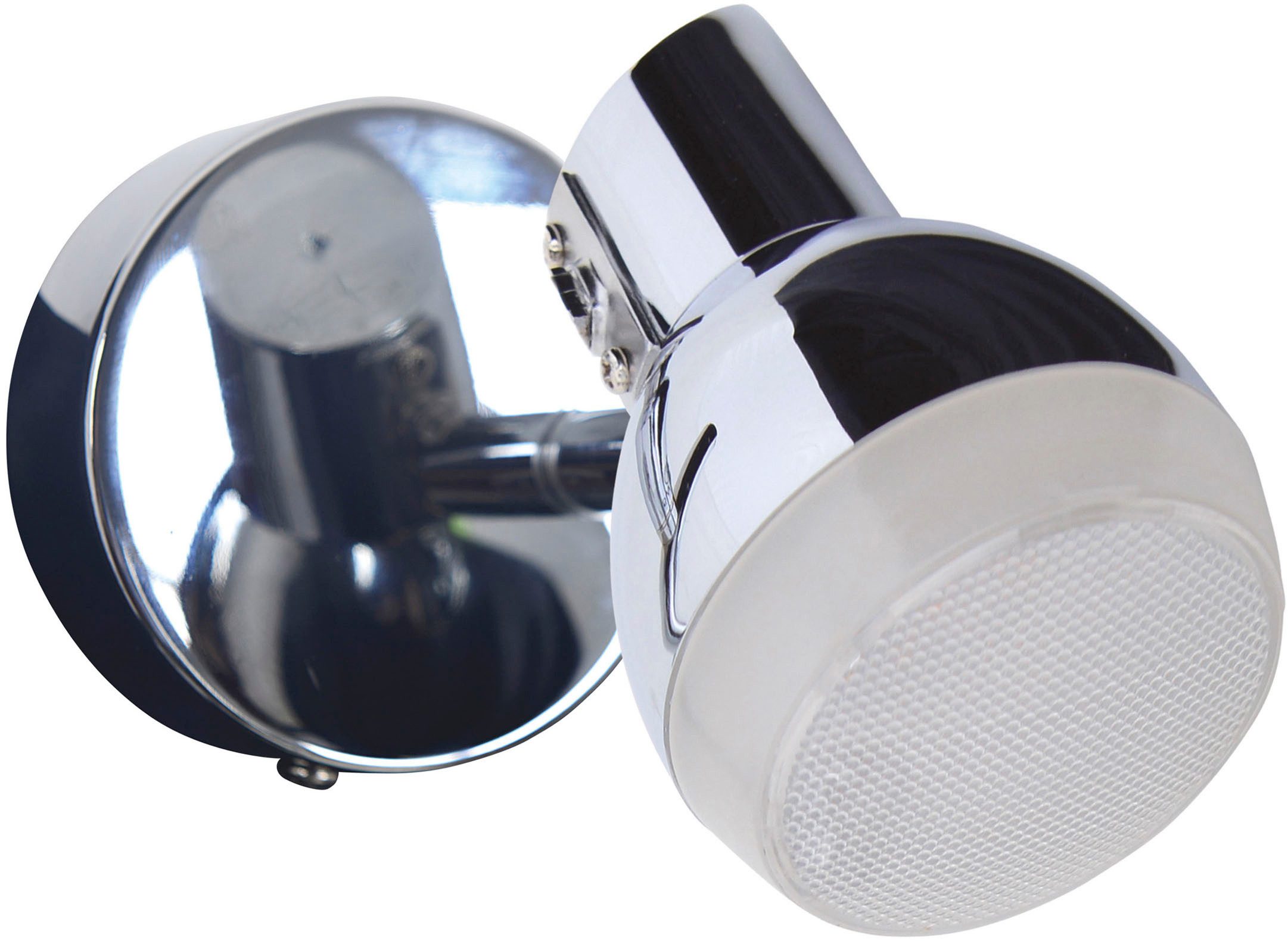 näve LED Wandstrahler Chromey, LED fest integriert, Warmweiß, 1er Spot chromfarben, Lichtfarbe warmweiß, Metall, Acryl, D: 8cm