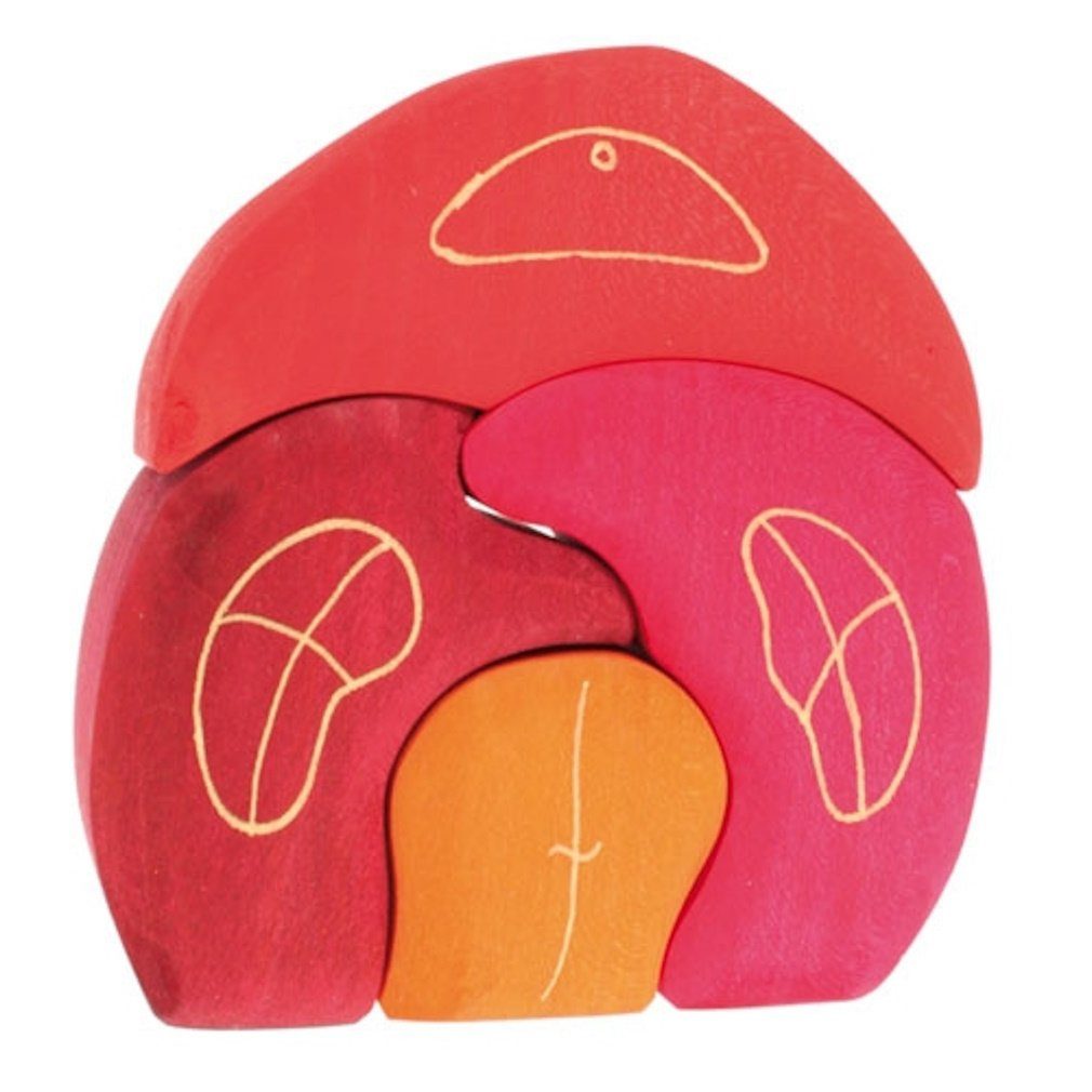 GRIMM´S Spiel und Holz Design Zwergendorf Gnomhäuschen aus 4 unterschiedlichen Holzbausteinen Spielbausteine