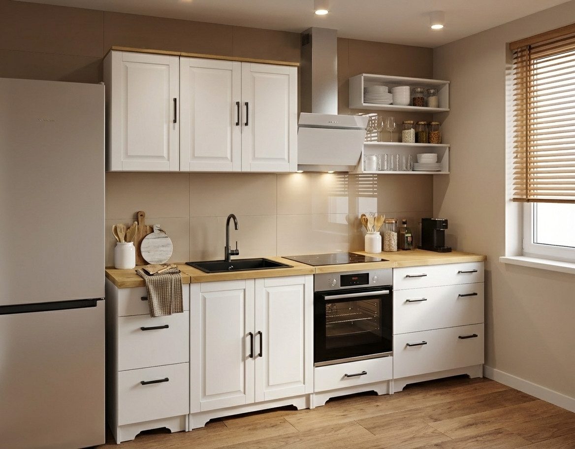 Home affaire Küchenzeile Meliss, aus massiver Kiefer, mit Soft-Close-Funktion, 8-teiliges Set