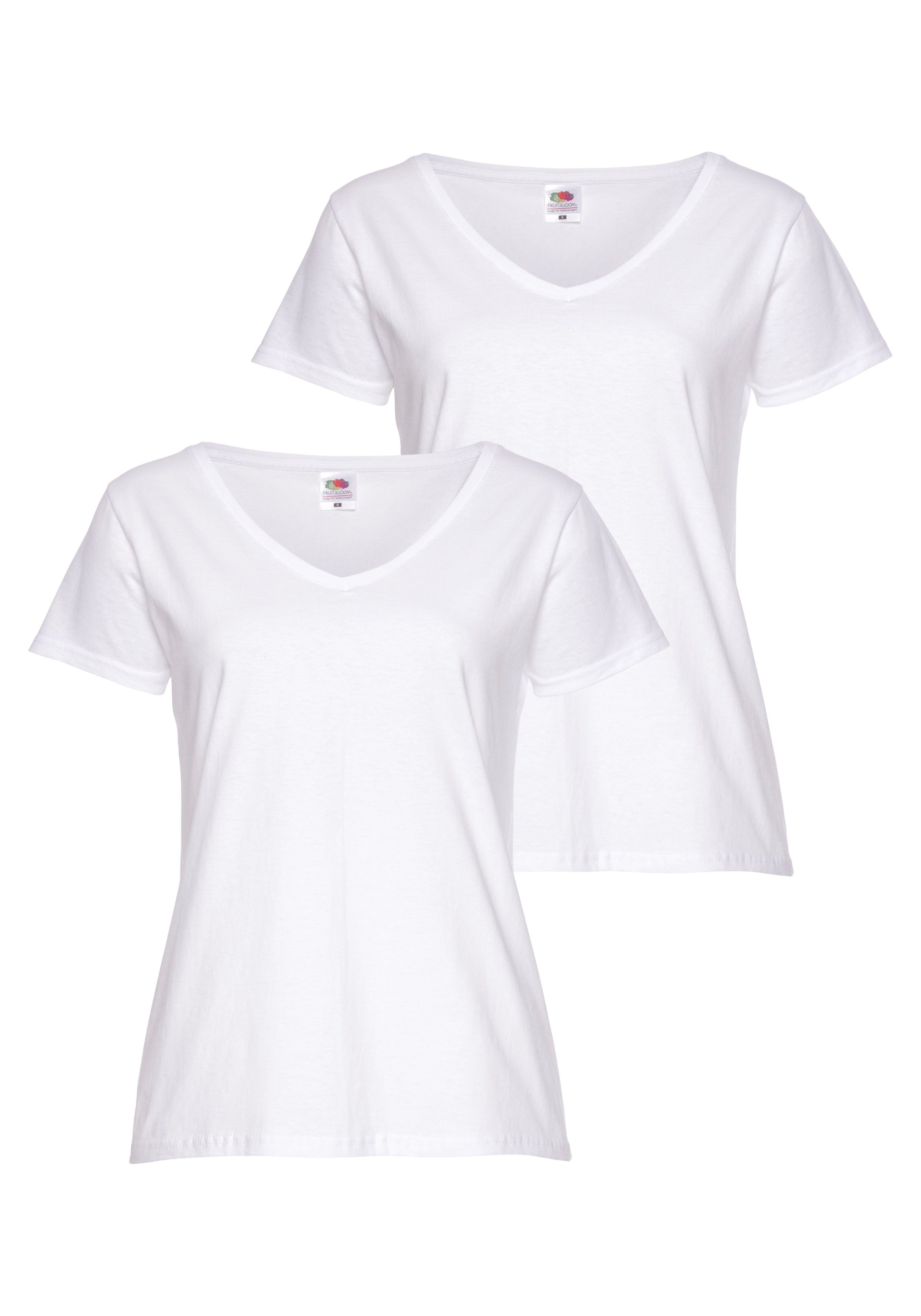 Fruit of the Loom V-Shirt Lady-Fit Valueweight V-Neck (Packung, 2-tlg., 2er-Pack)