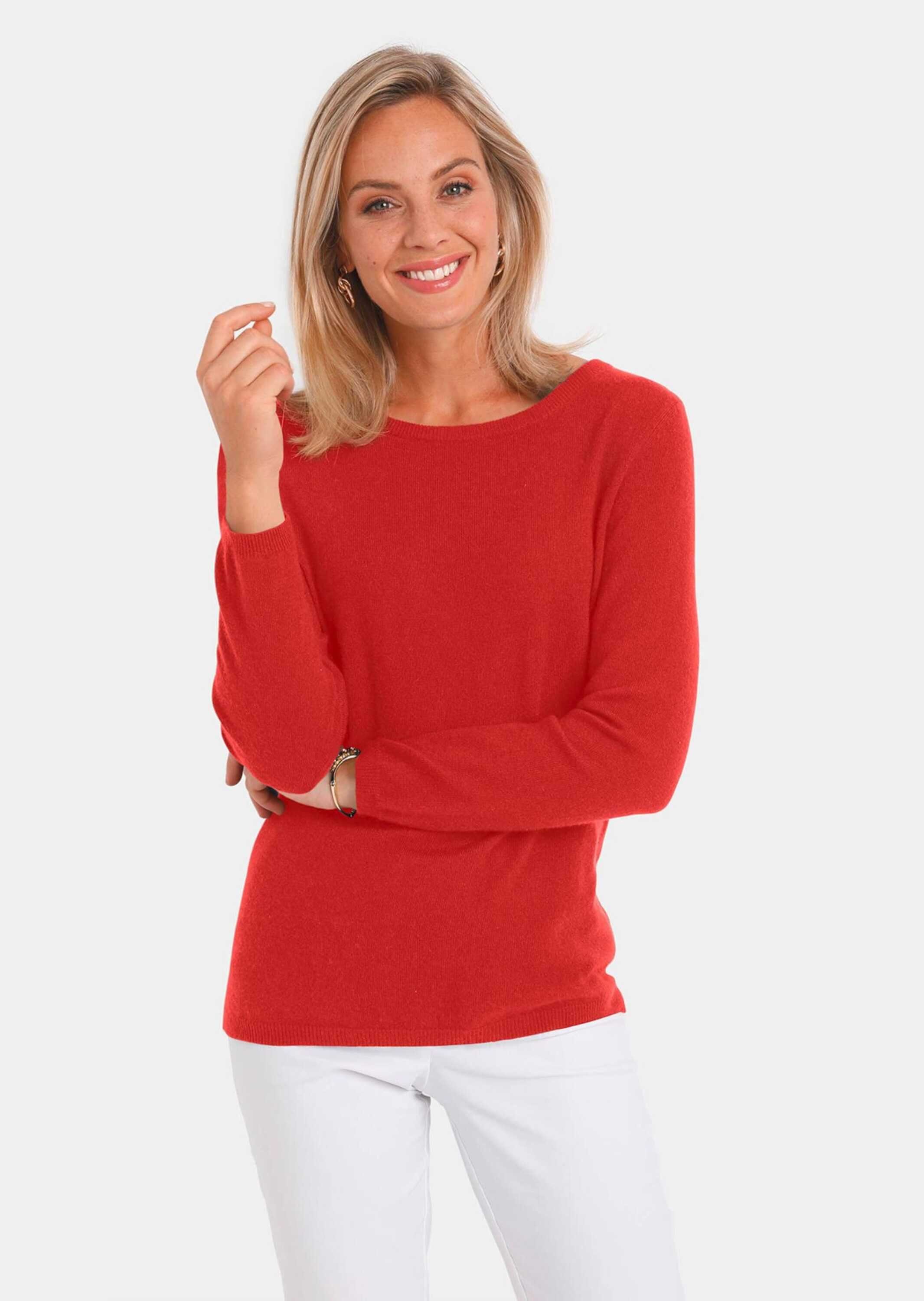 GOLDNER Strickpullover Kaschmirpullover mit U-Boot Ausschnitt hagebutte