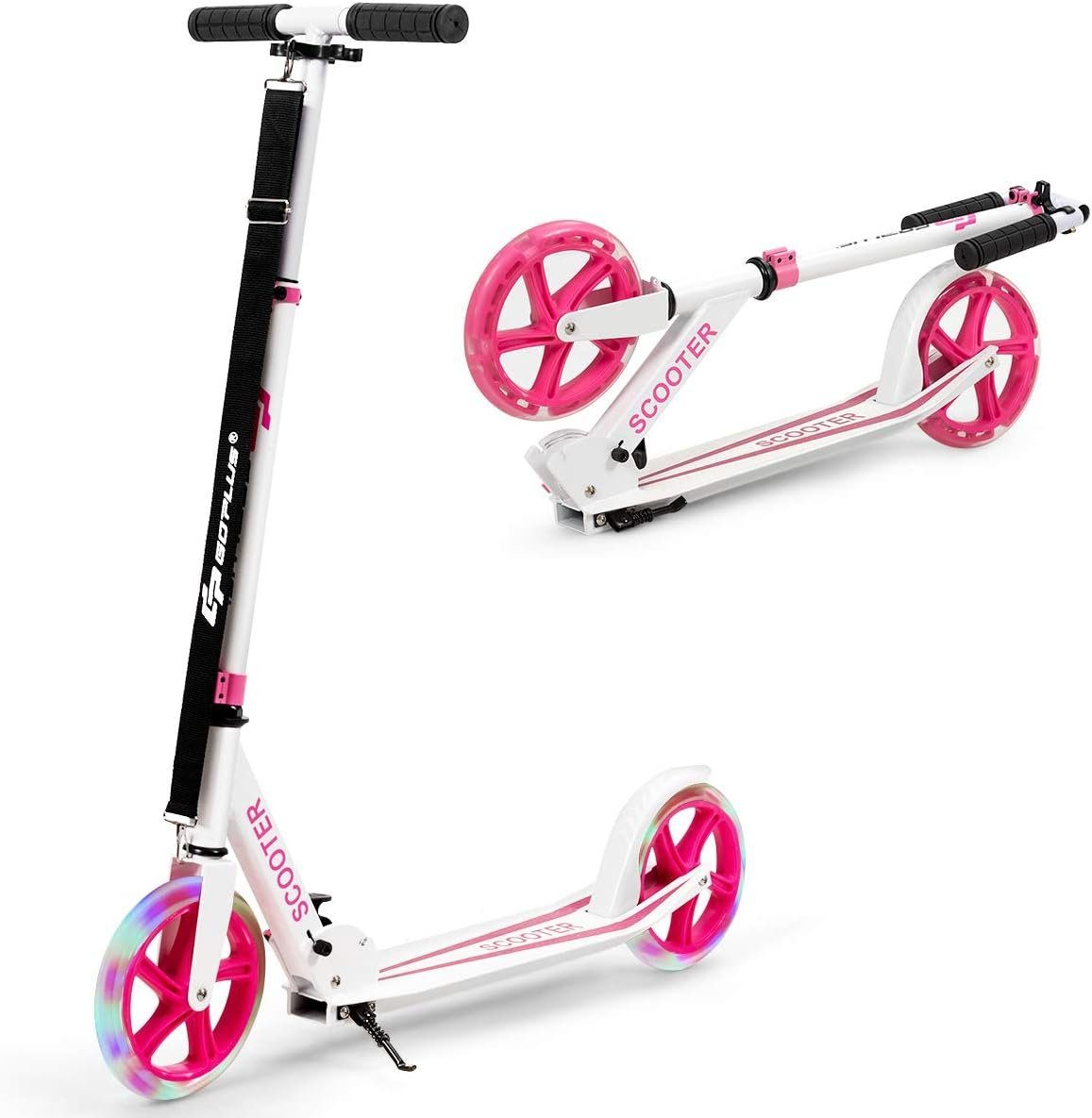 KOMFOTTEU Scooter Kinder, Cityroller, Tretroller, LED-Rädern, ab 10 Jahre